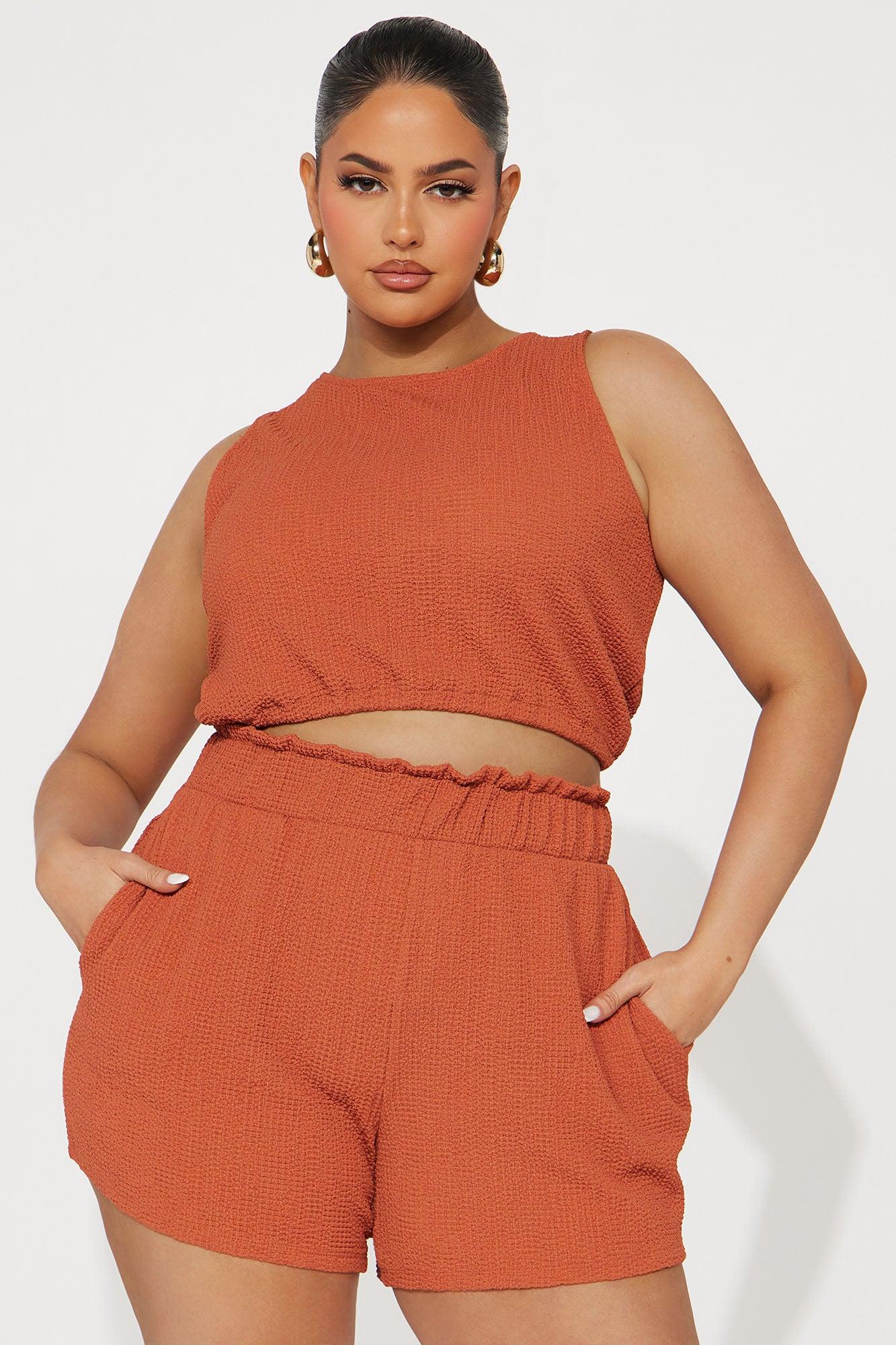 Viana Textured Short Set - Rust Product Image