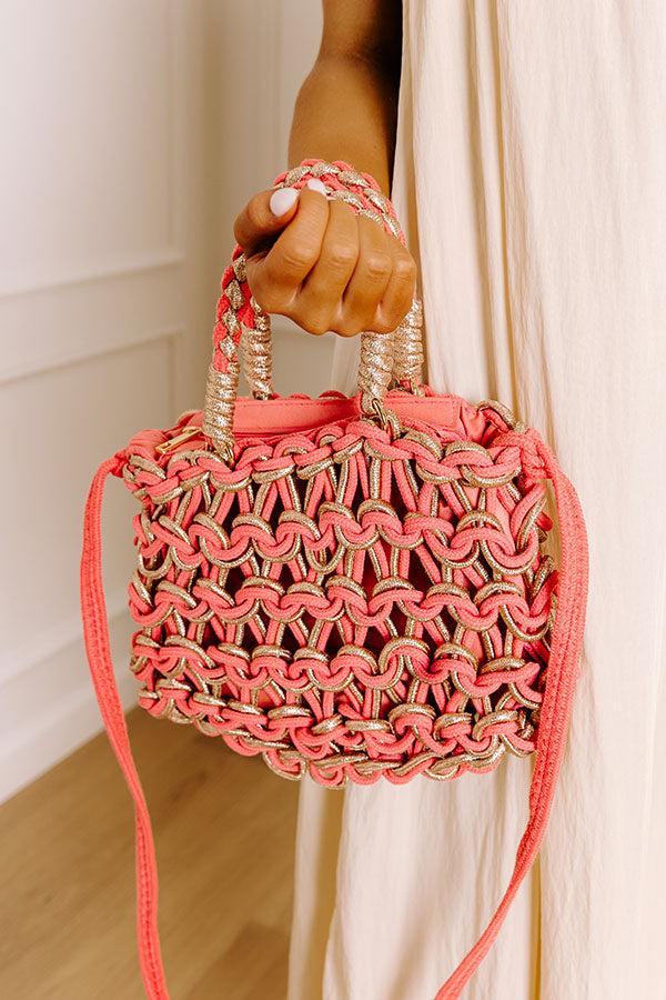 Oceanside Bliss Woven Purse in Coral Product Image