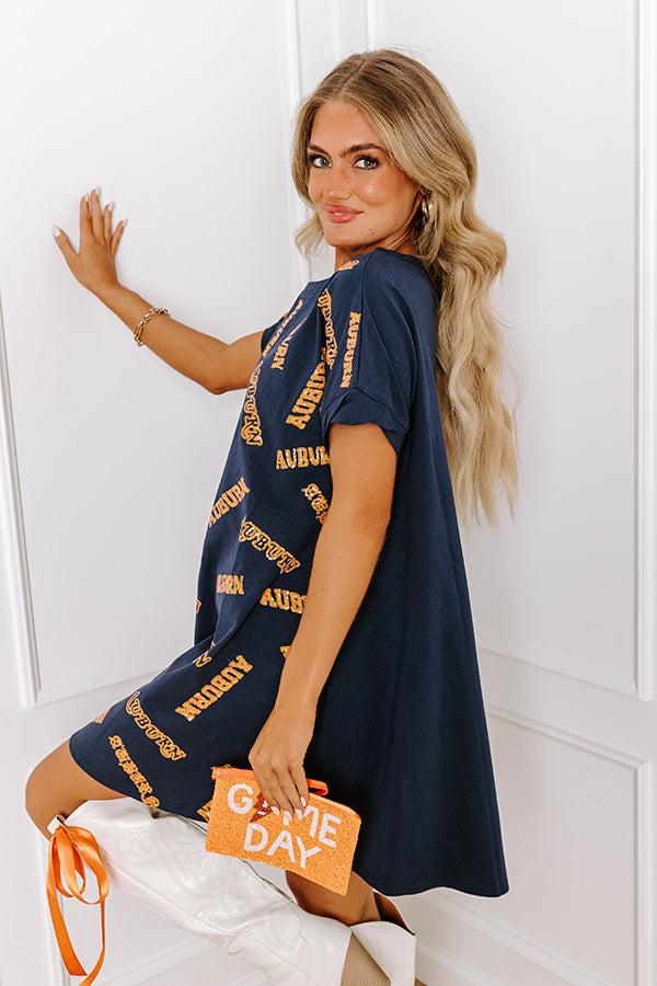 School Spirit Sequin Embroidered Mini Dress in Auburn Product Image