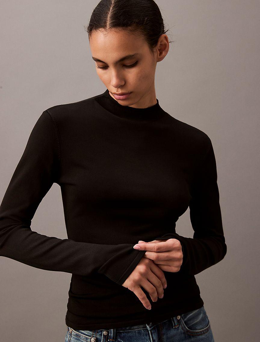 Mock Neck Viscose Sweater Product Image