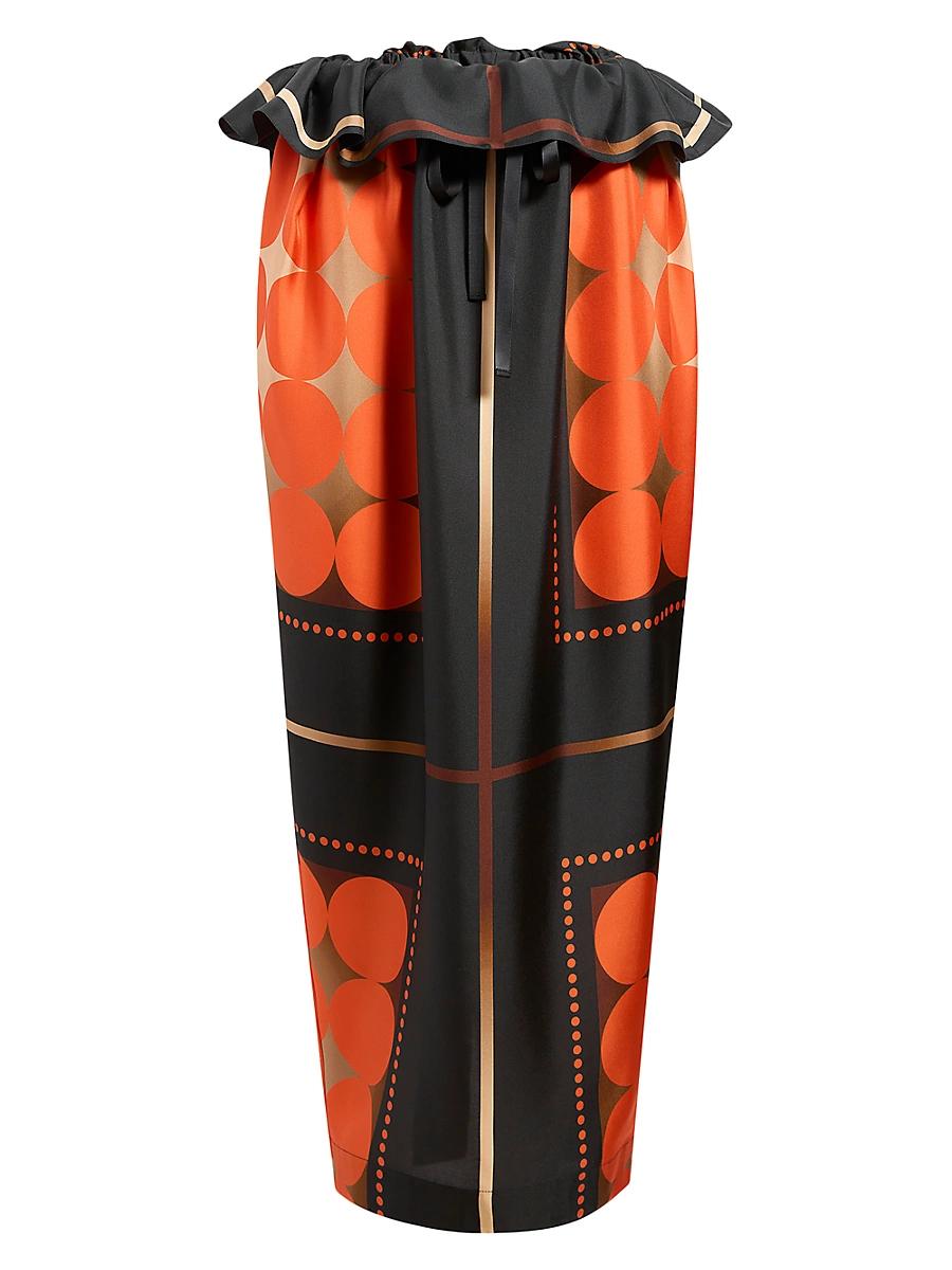 Womens Lilila Circle-Print Silk Maxi Skirt Product Image