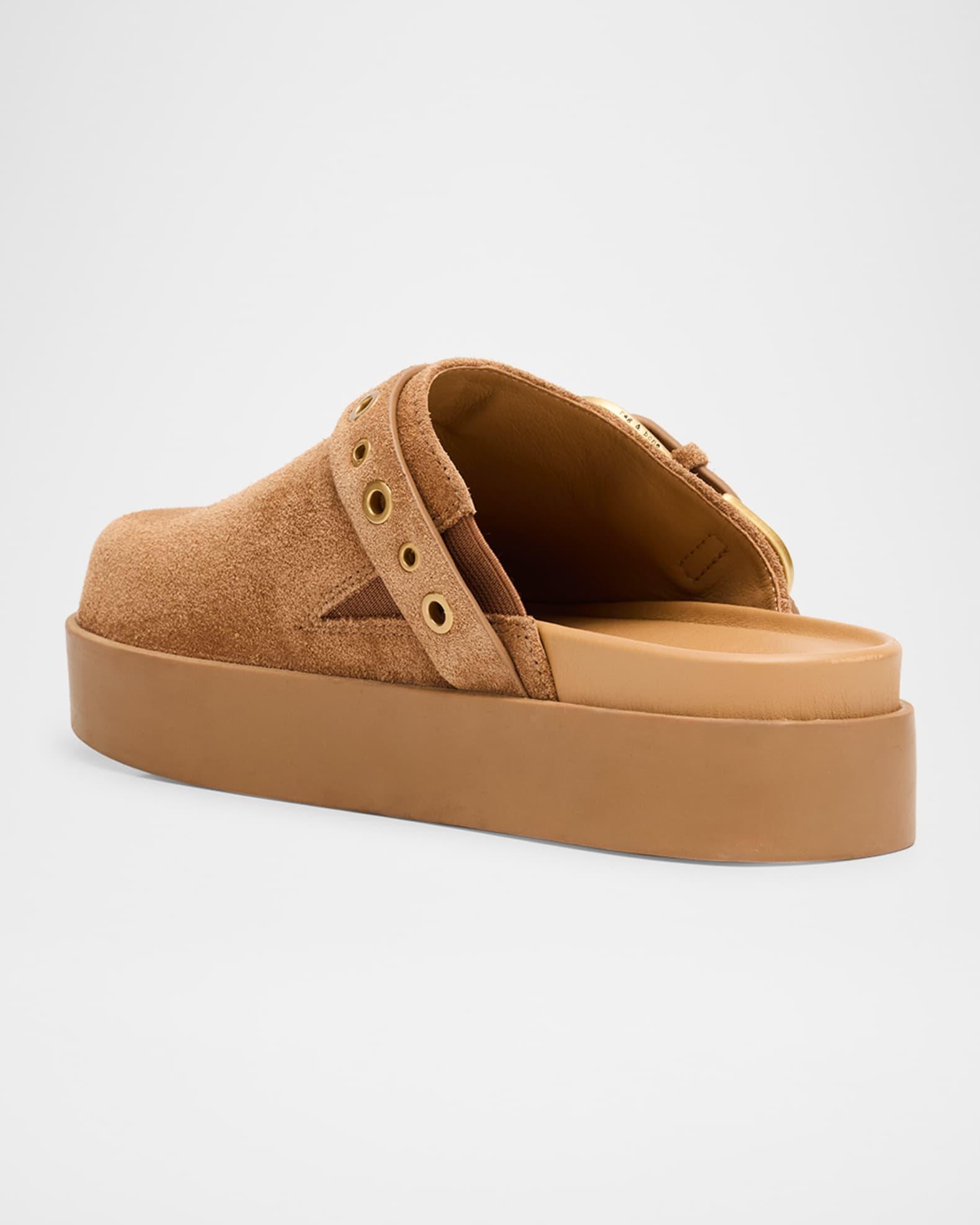 Geo Suede Buckle Platform Mules Product Image