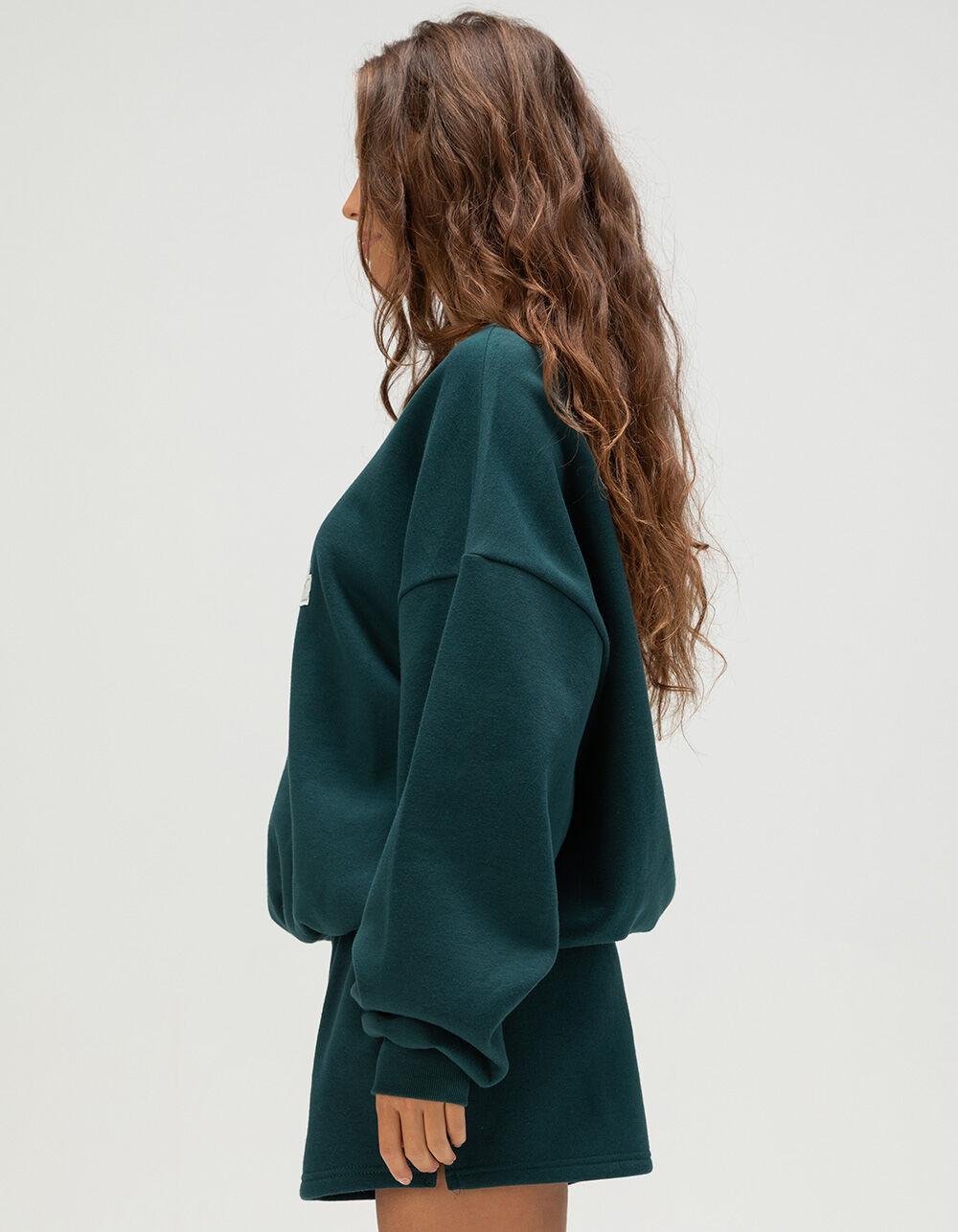 FULL TILT LA Patchwork Womens Crewneck Sweatshirt - DK GREEN Product Image