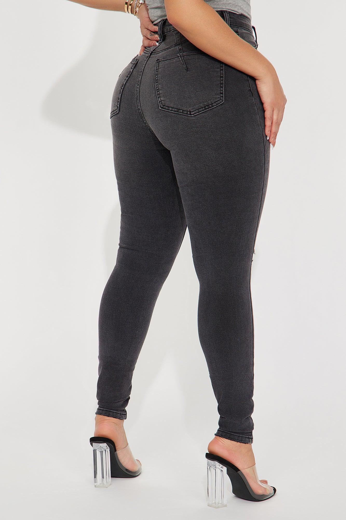 Stretch Curvy Ripped Skinny Jean - Black Product Image