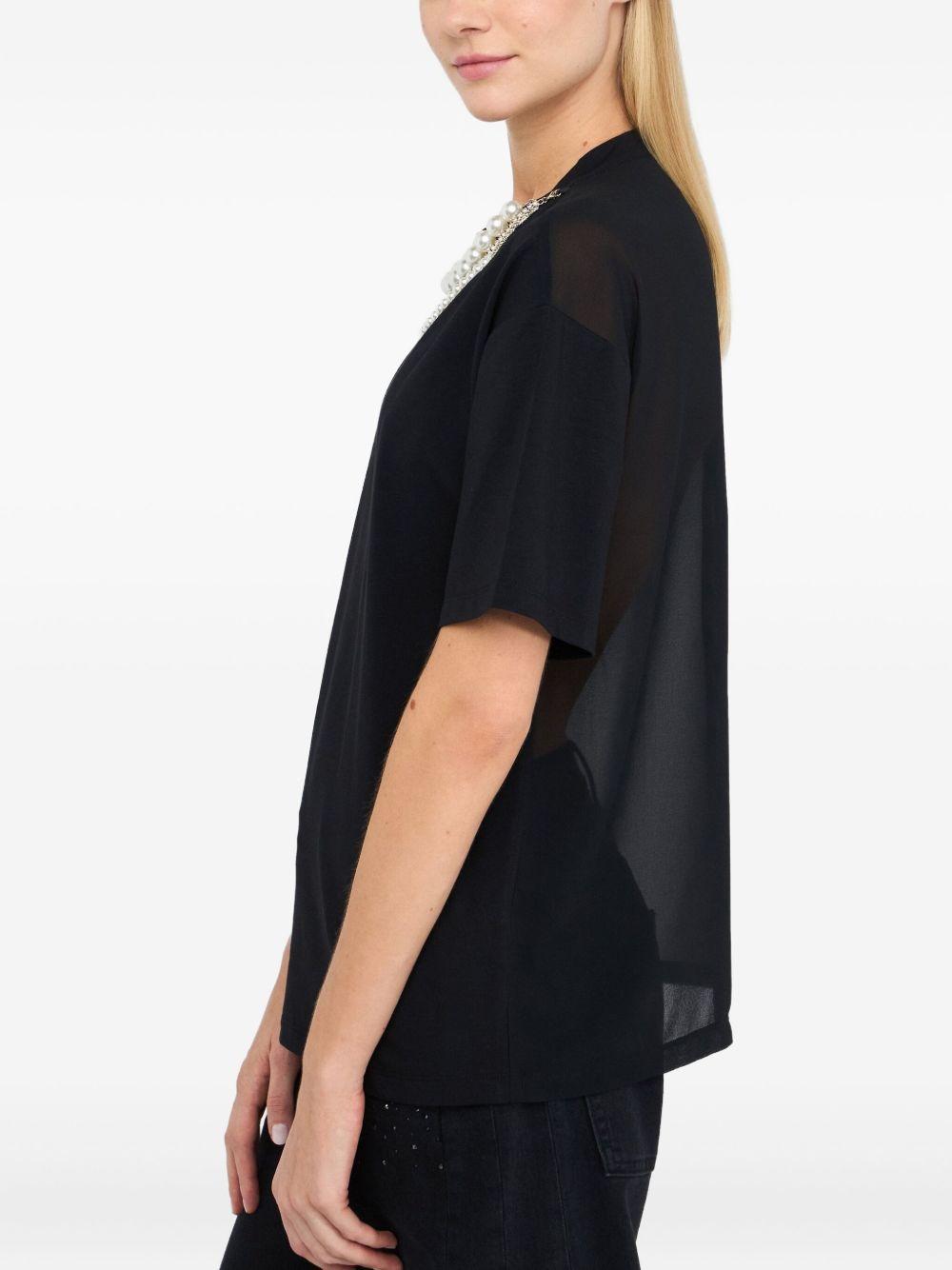 beaded-neckline T-shirt Product Image