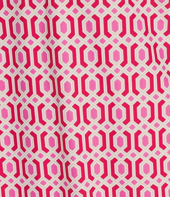 Jude Connally Tierney Terrace Geo Print Knit Point Collar V-Neck Short Puff Sleeve Drop Waist Flounce Hem Dress Product Image