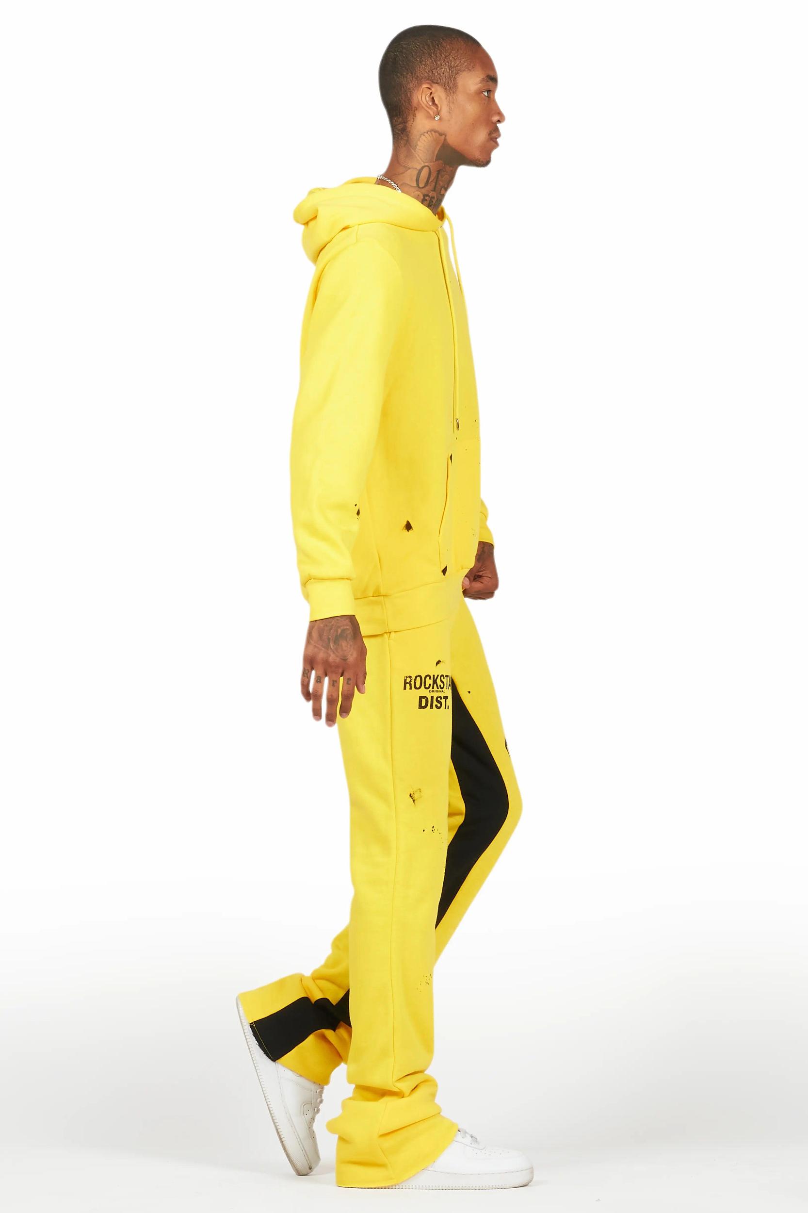 Raffer Yellow Hoodie Baggy Fit Pant Track Set Male Product Image
