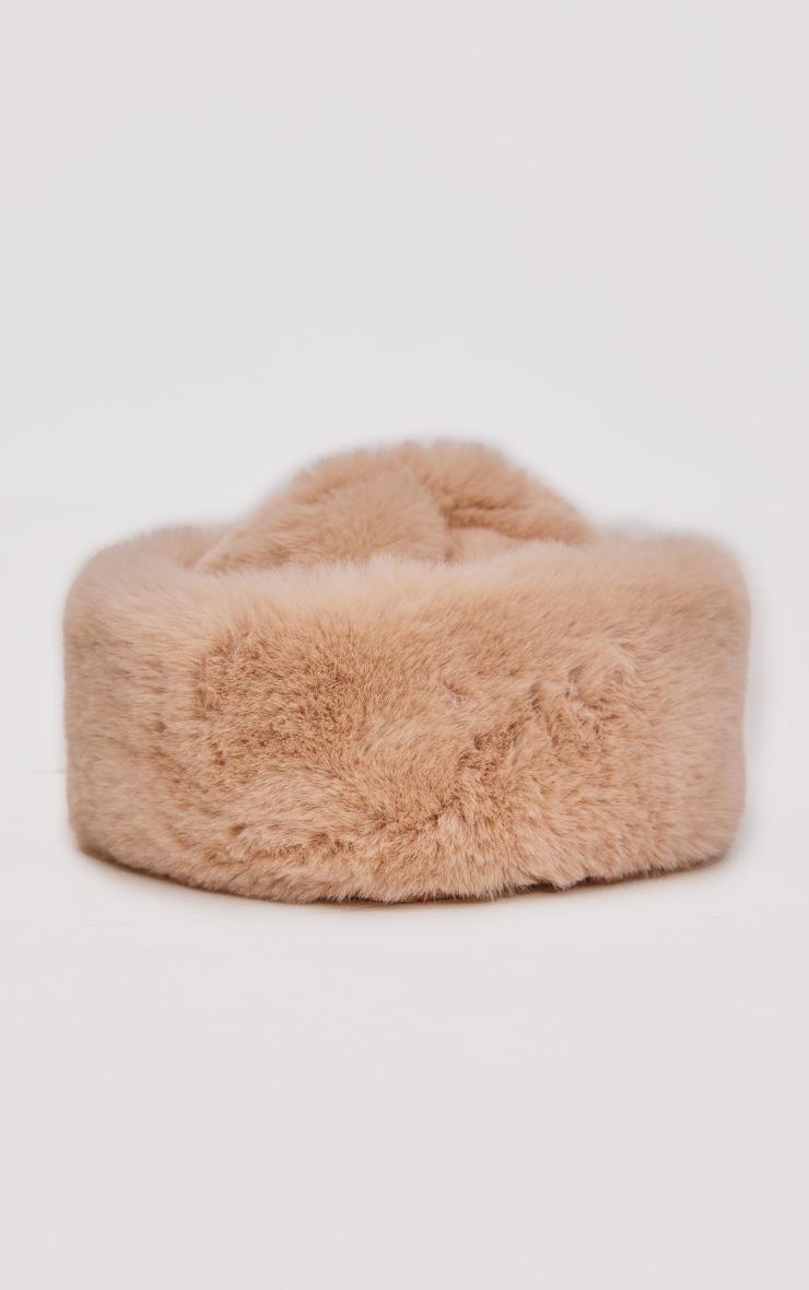 Beige Soft Faux Fur Beanie Product Image