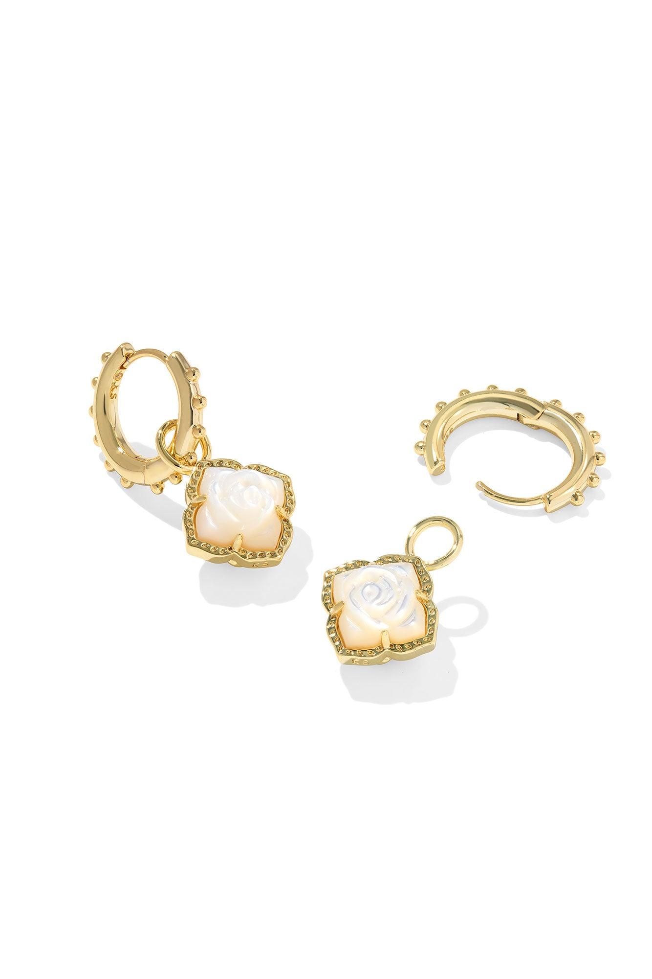 Mallory Rose Gold Huggie Earrings Ivory Mother Of Pearl Product Image