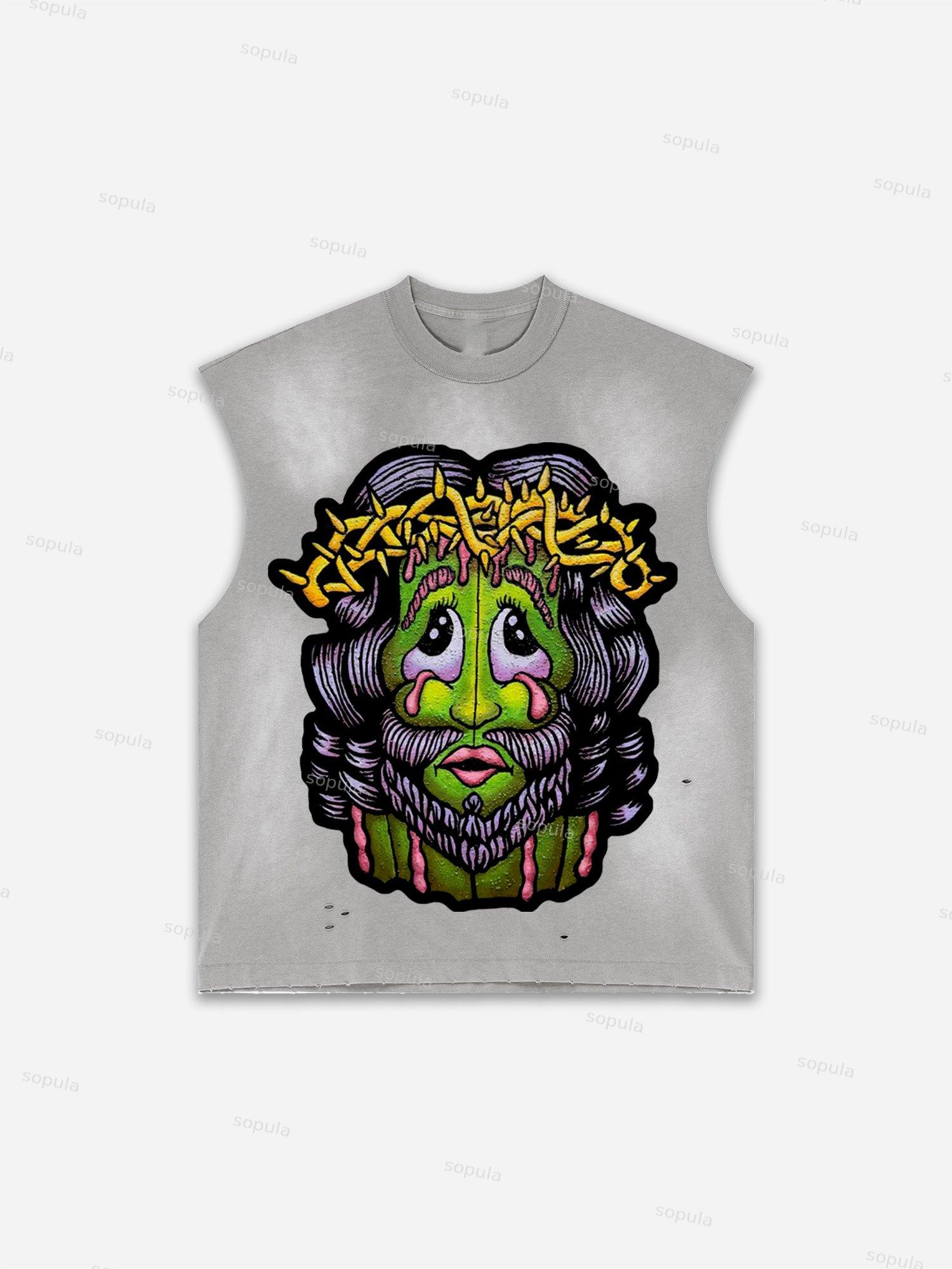 Western Eagle Graphic Men's Washed Tank Top Sleeveless Shirts Product Image