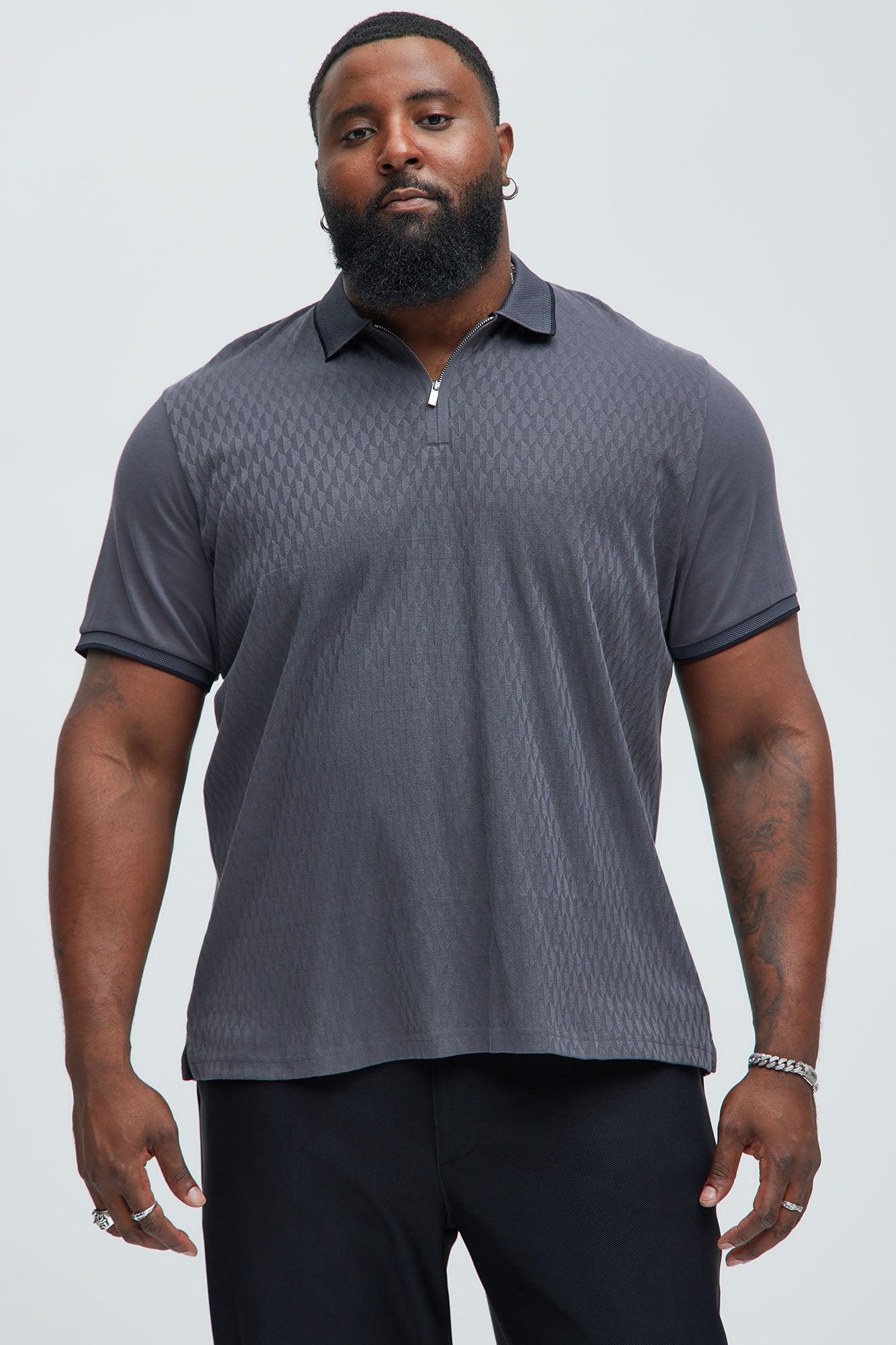 Fernando Textured Polo - Charcoal Product Image