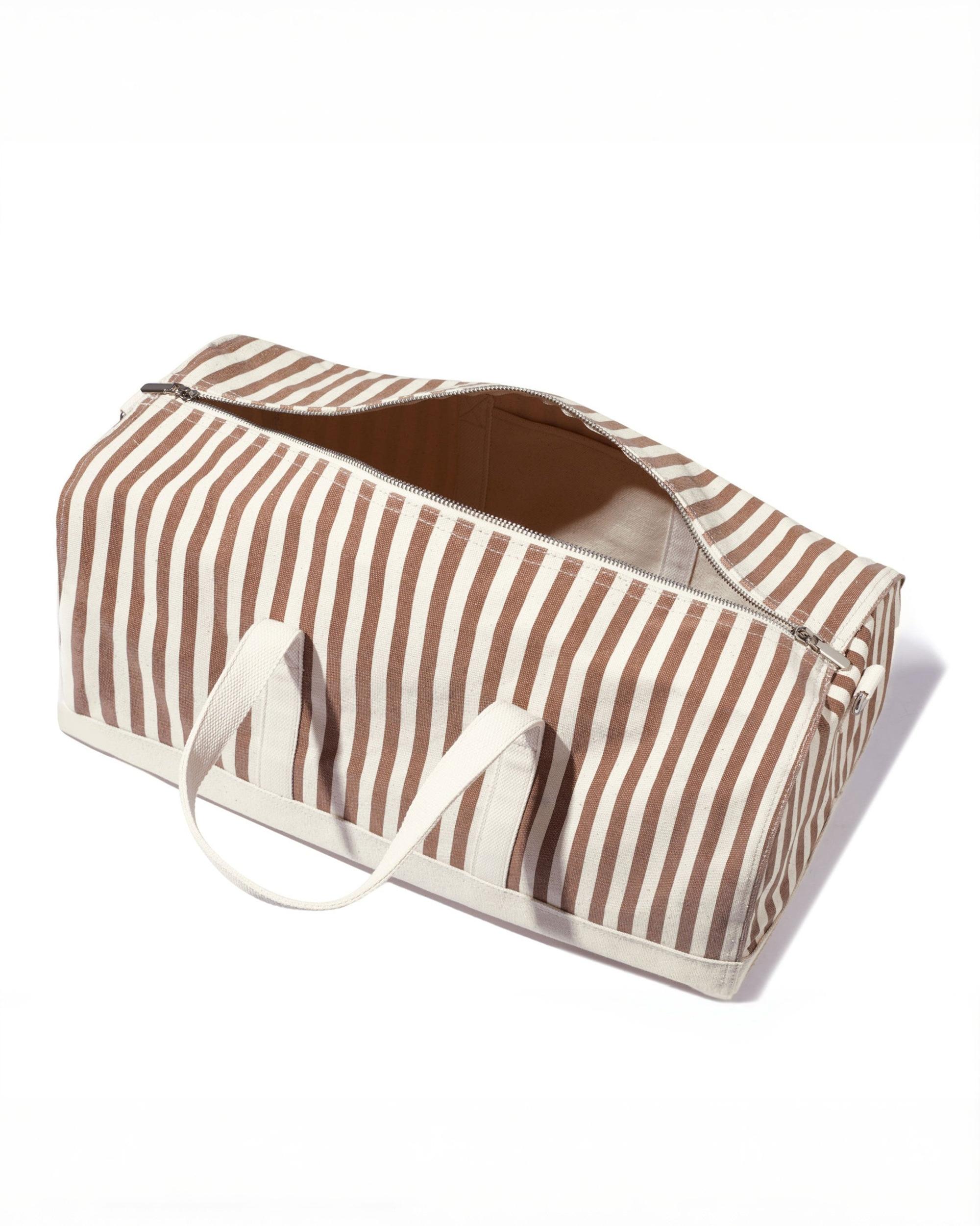 The All Over Striped Duffle Bag - Sand/Canvas Mini Stripe Female Product Image