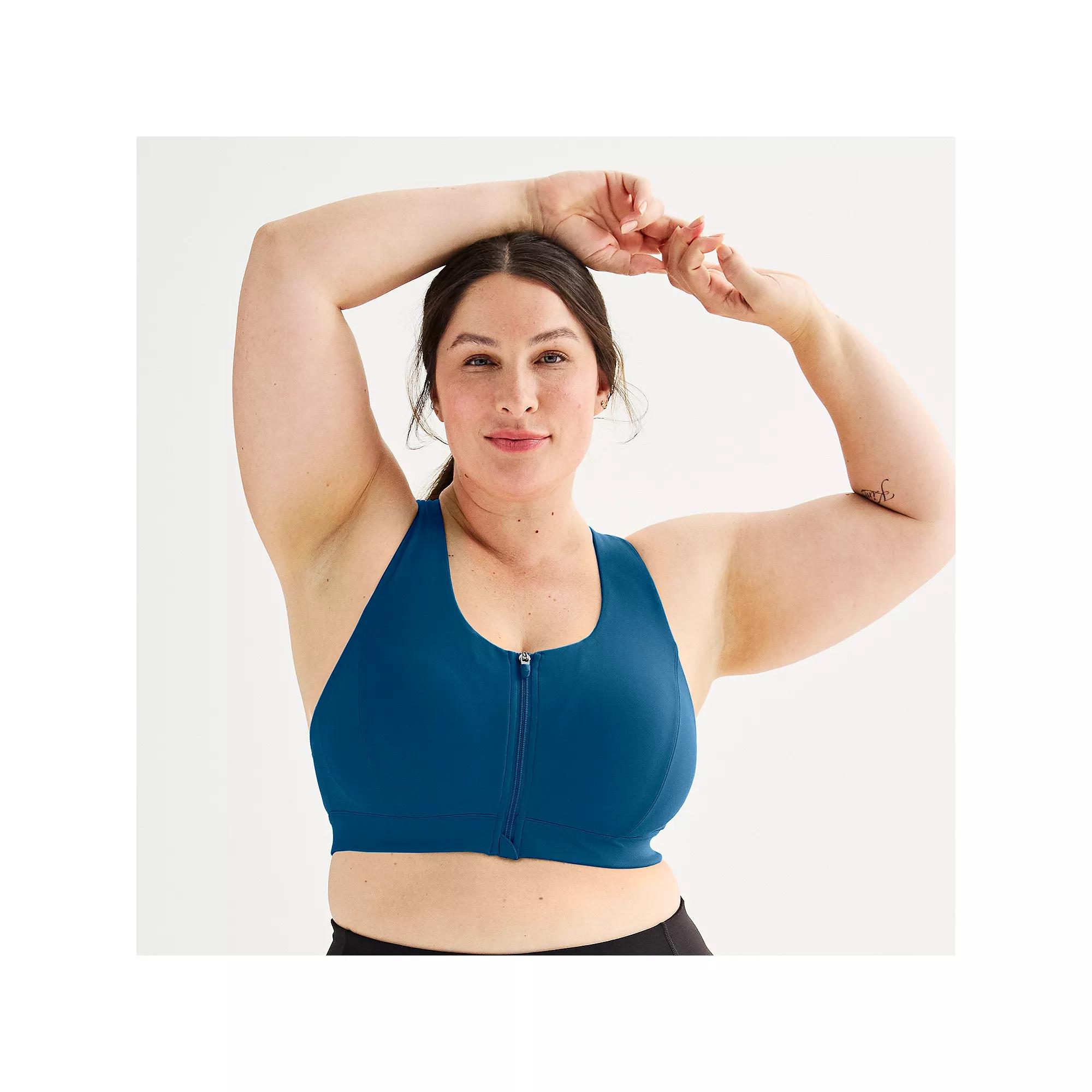 Plus Size Tek Gear® Ultrastretch Medium Support Zip Front Sports Bra, Women's, Size: 3XL, Blue Crayon Product Image