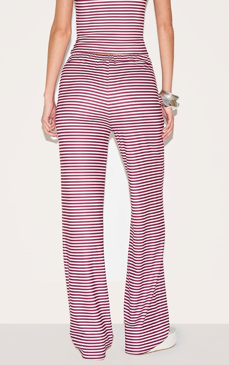 Light Pink Soft Touch Striped Mid Rise Wide Leg Pants Product Image