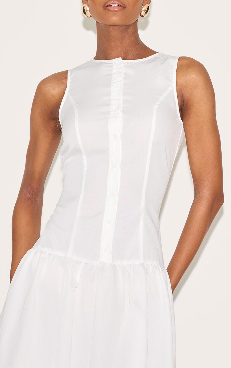 White Button Down Drop Waist Maxi Dress Product Image