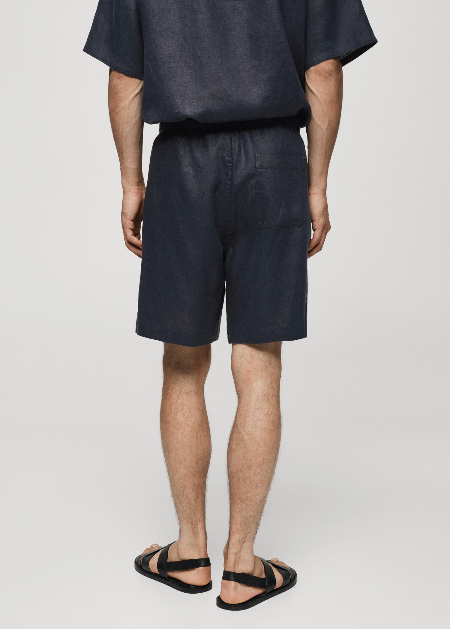 100% linen bermuda shorts with drawstring - Men | MANGO USA Product Image