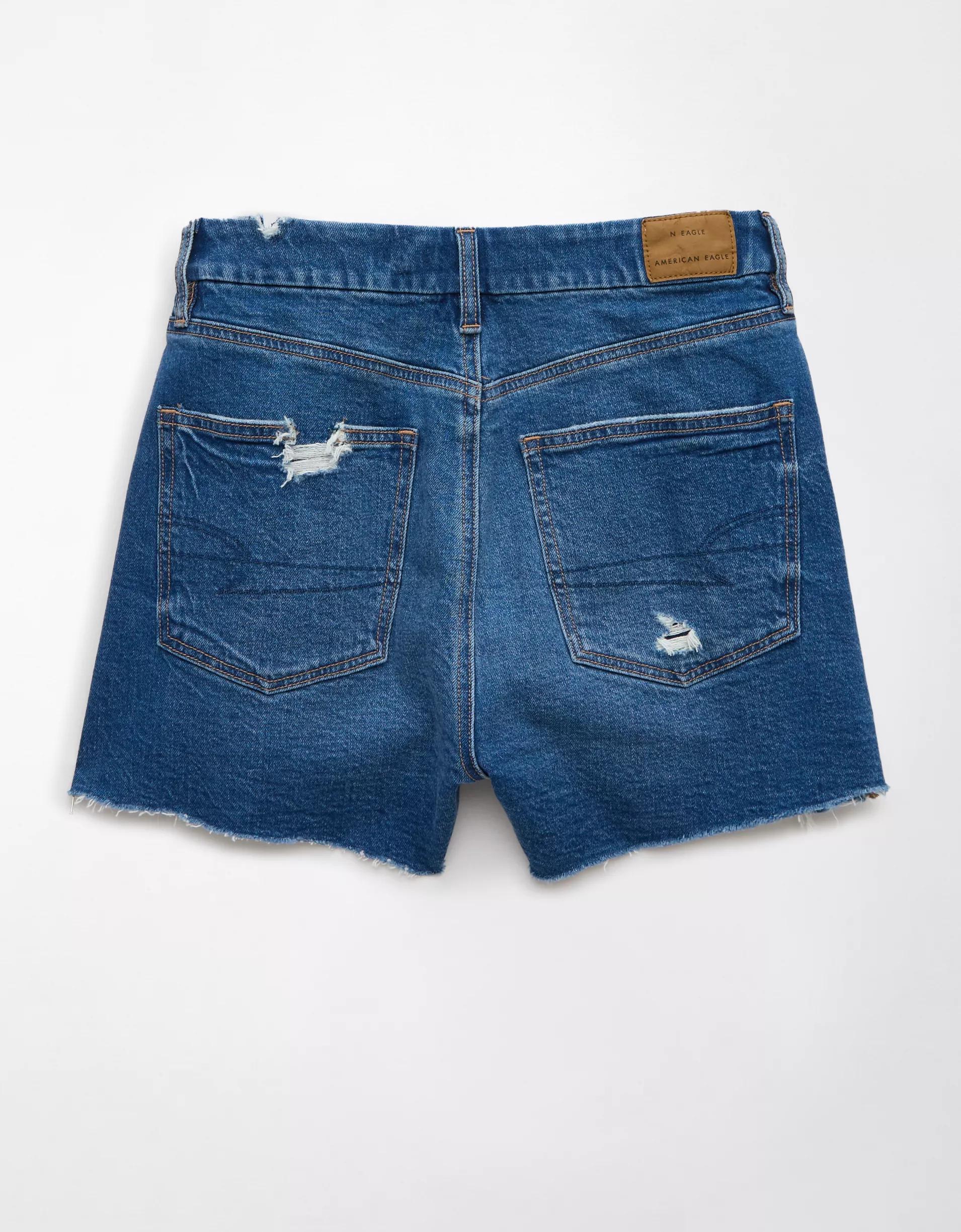 AE Strigid Curvy Ripped Denim Mom Short Product Image