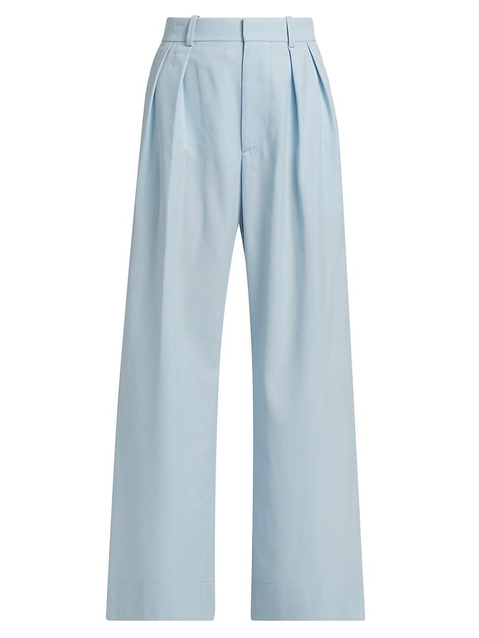 Womens Pleated Wool High-Rise Trousers Product Image