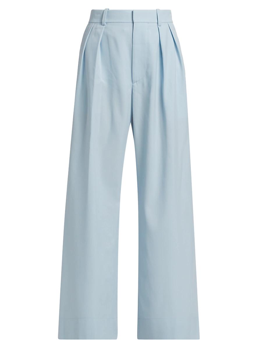 Womens Pleated Wool High-Rise Trousers Product Image