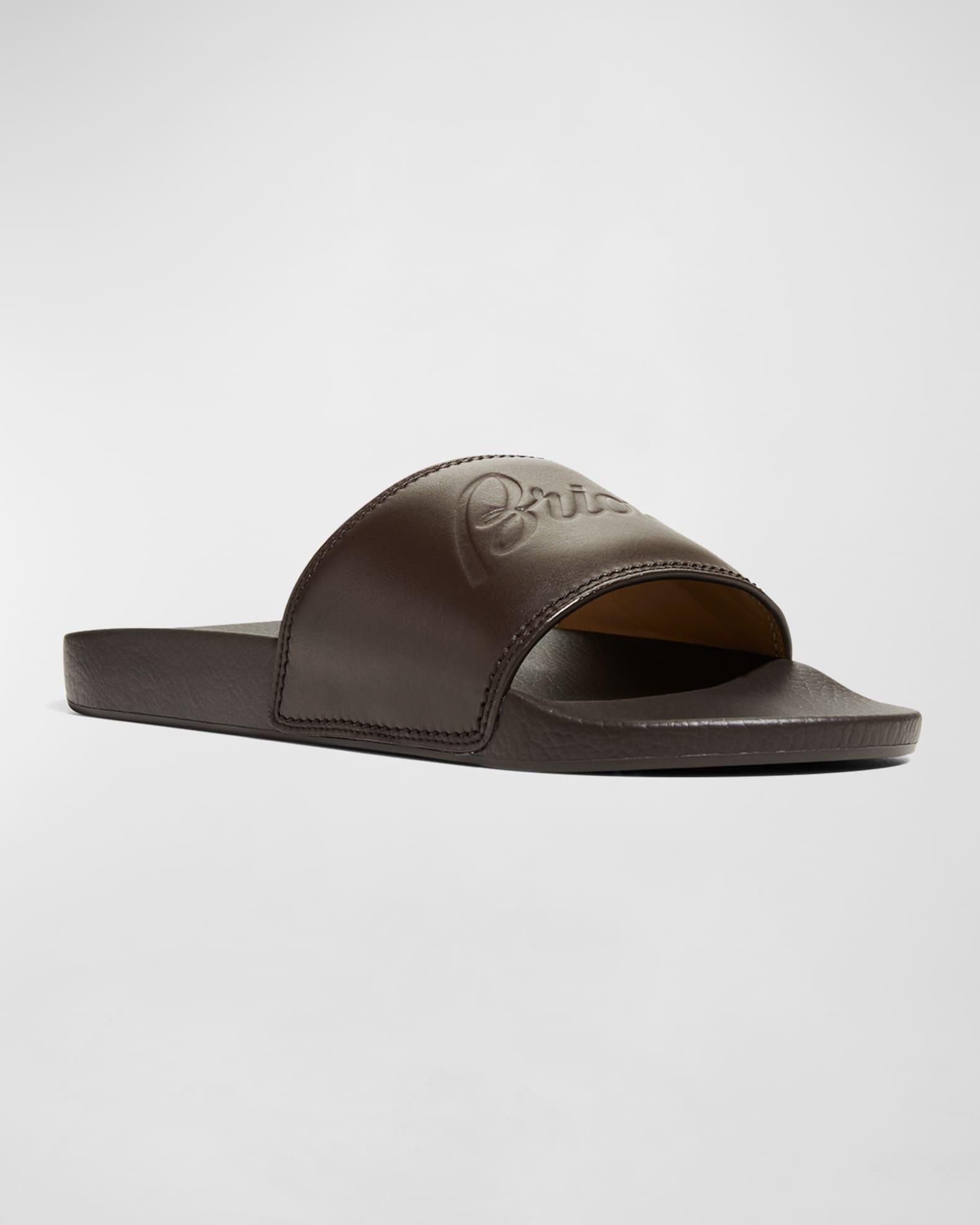 Men's Leather and Rubber Slide Sandals Product Image
