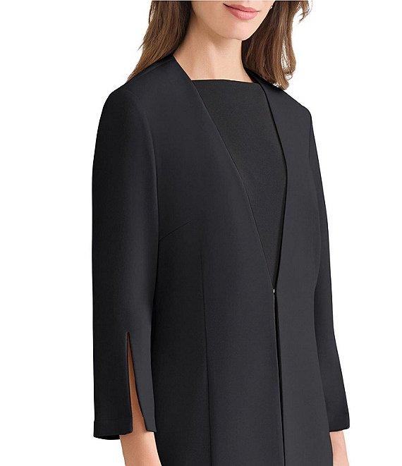 Ming Wang Stretch Deco Crepe V-Neck Split Bracelet Sleeve Tailored Jacket Product Image