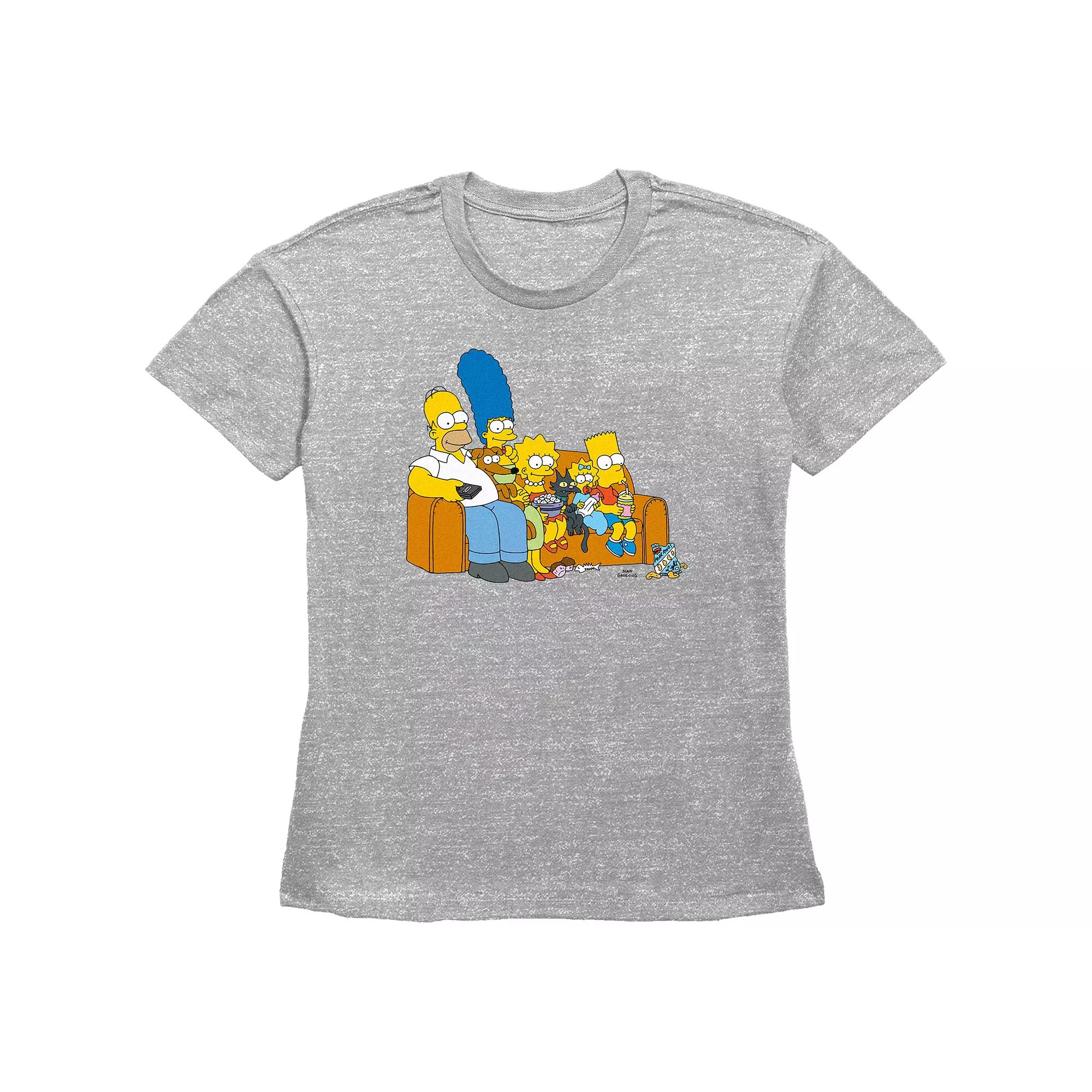 Women's The Simpsons Family Couch Basic Fit Graphic Tee, Girl's,  Product Image