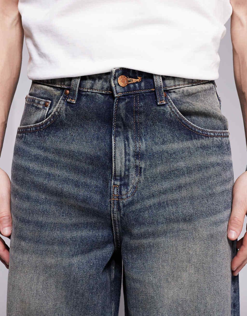 ASOS DESIGN super baggy jeans in mid wash blue Product Image