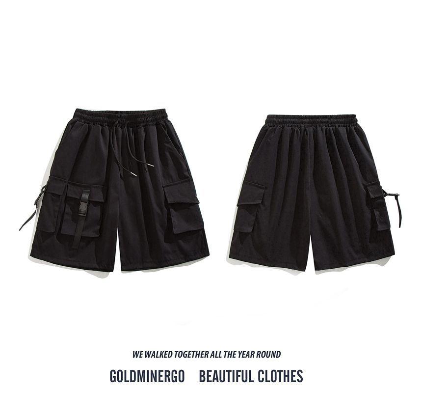 Drawstring-Waist Loose Fit Cargo Shorts Product Image