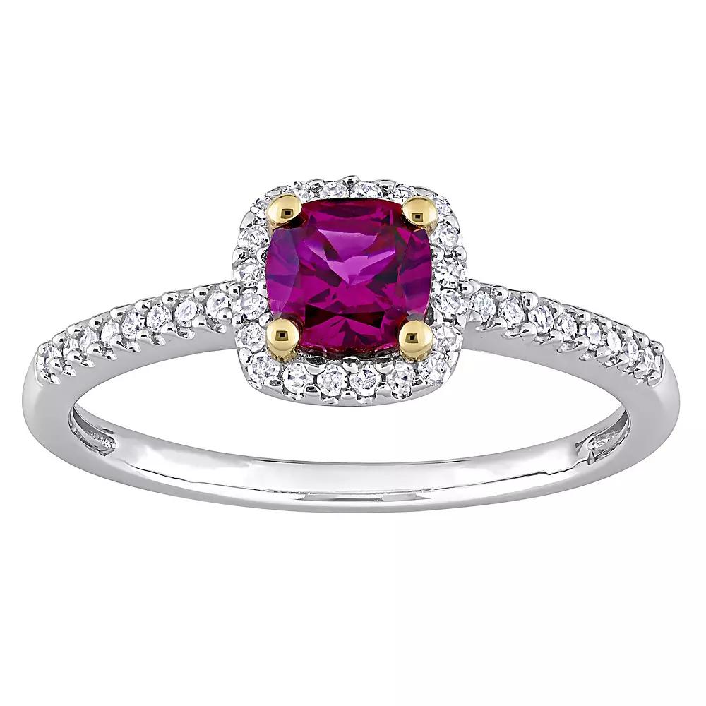 Stella Grace Two-Tone 10k Gold Rhodolite Garnet & 1/8 Carat T.W. Diamond Engagement Ring, Women's, Size: 6, 10k Two Tone Product Image