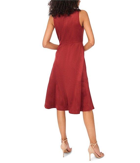 Vince Camuto Faux Suede V-Neck Sleeveless Midi Dress Product Image