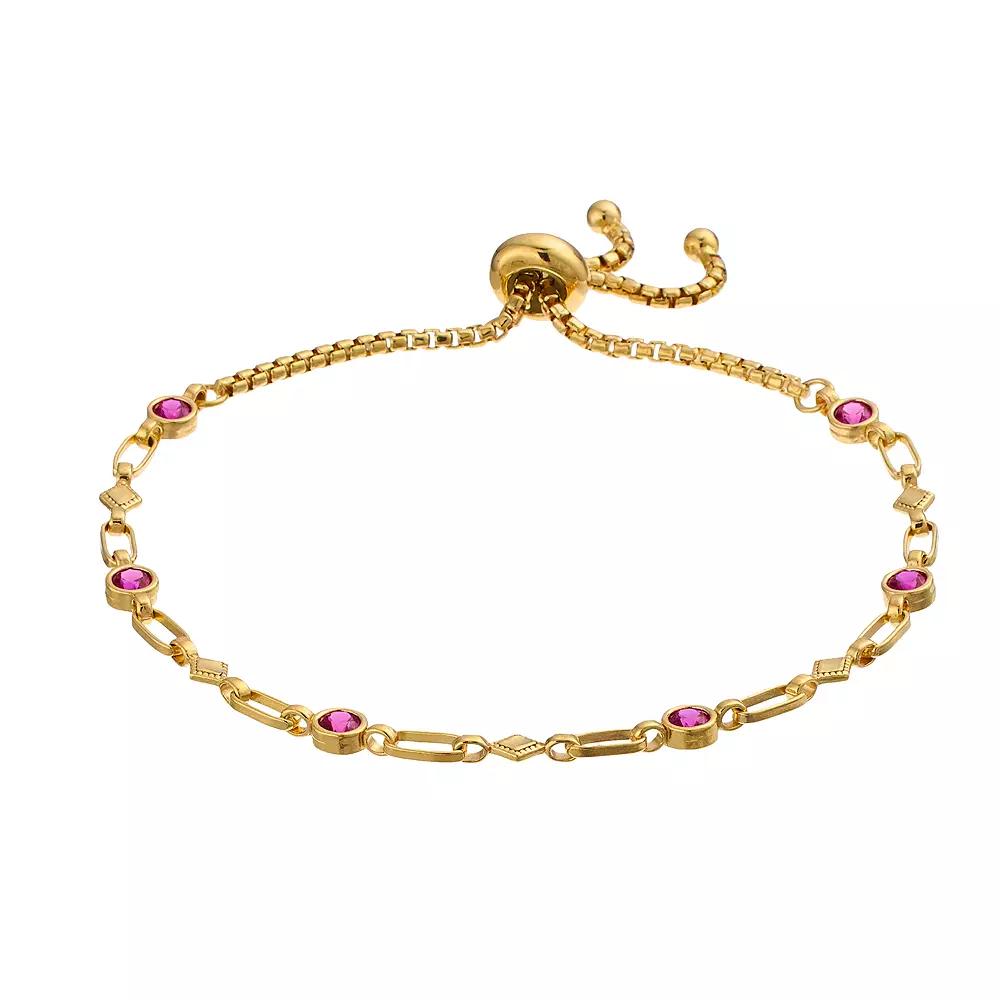 Kristen Kesho Sterling Silver Lab-Created Ruby & Kite Link Adjustable Bolo Bracelet, Women's, Size: 9.50 Product Image