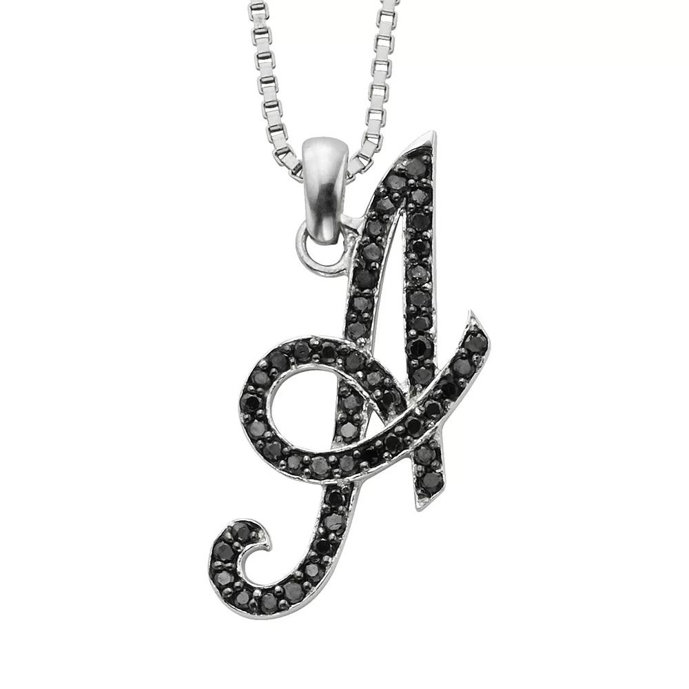 Jewelexcess Sterling Silver 1/4-ct. T.W. Black Diamond Initial Pendant, Women's,  Product Image