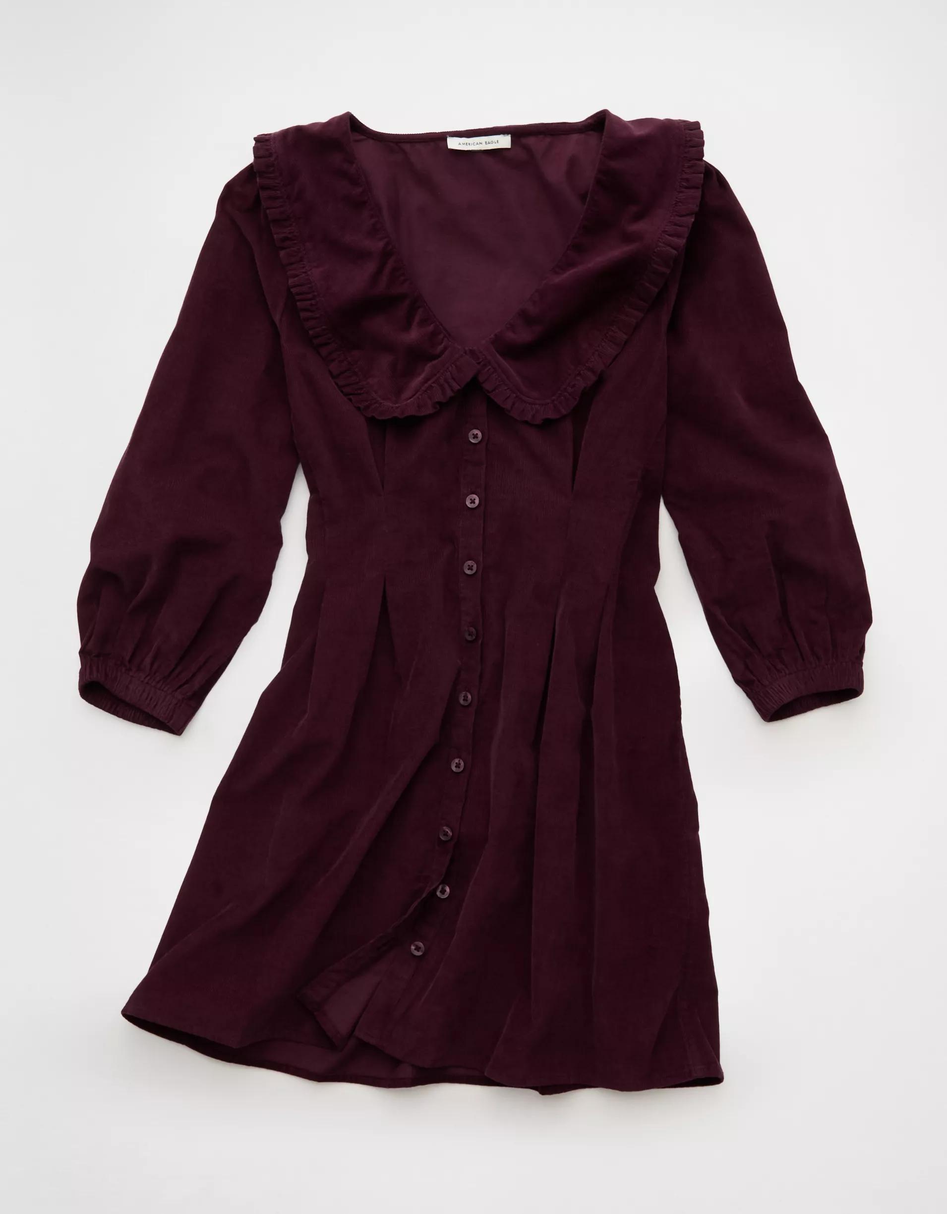 AE Button-Front Mini Dress Product Image