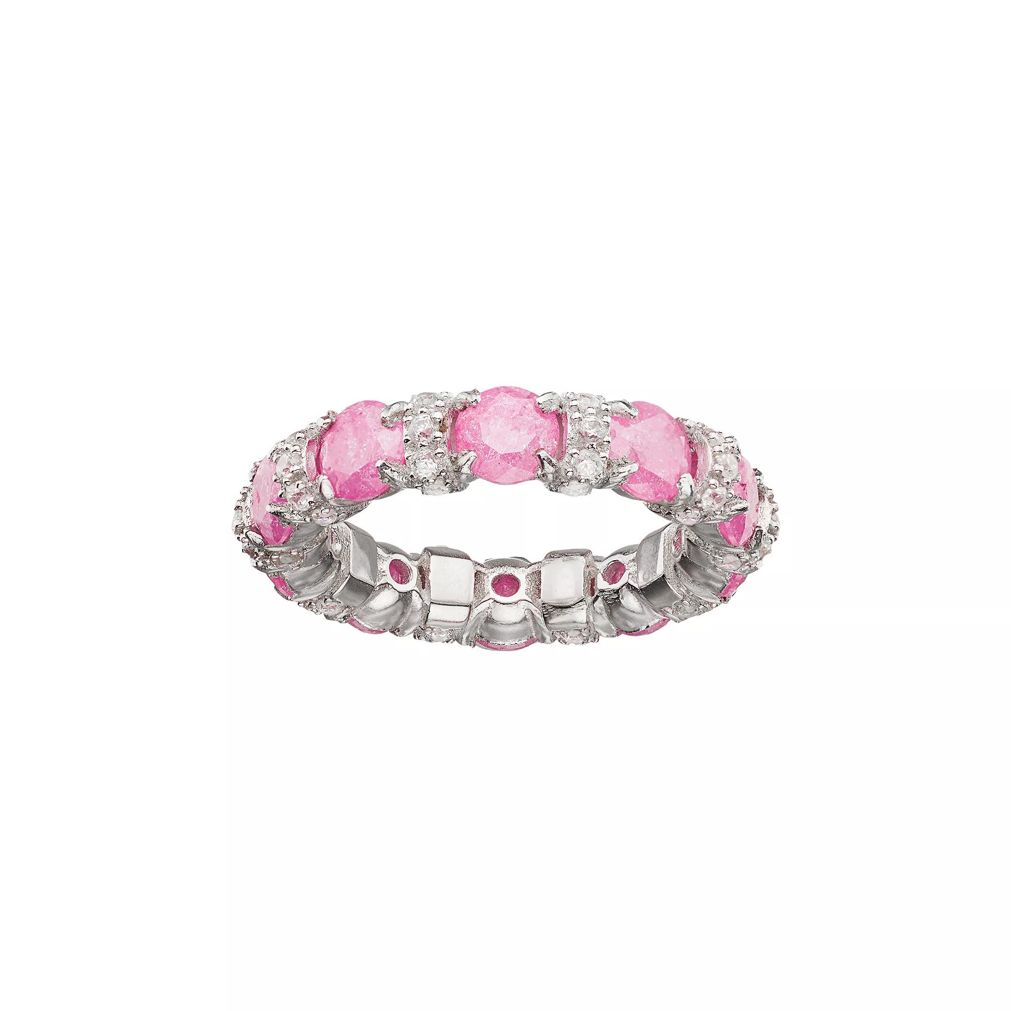 Sterling Silver Cubic Zirconia Eternity Ring, Women's, Size: 8, Pink Product Image