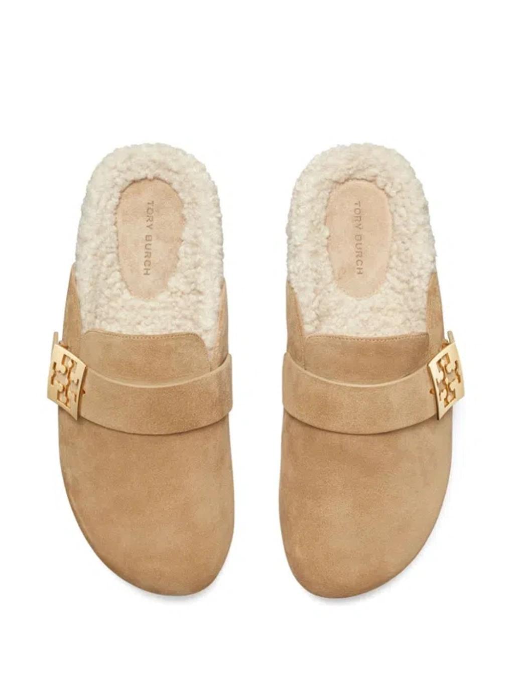 TORY BURCH Mules Mellow In Shearling Color Taupe In Brown Product Image