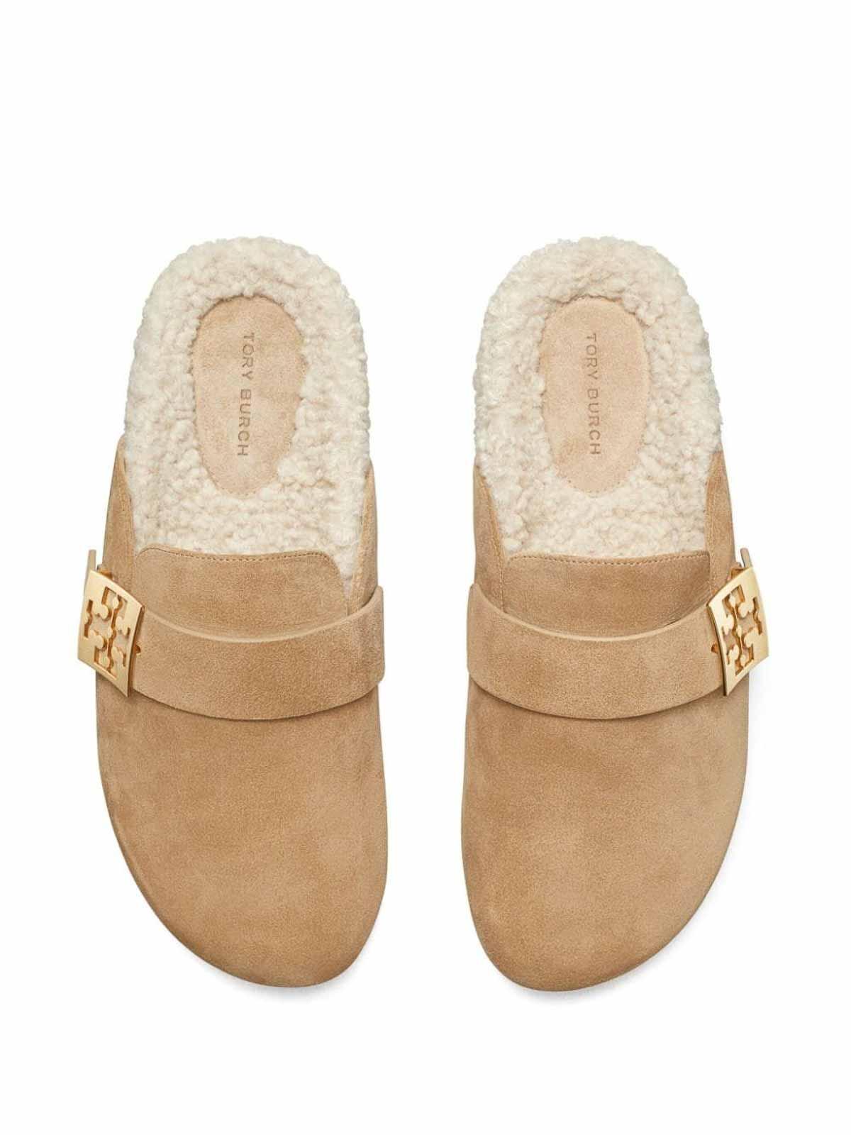 TORY BURCH Mules Mellow In Shearling Color Taupe In Brown Product Image