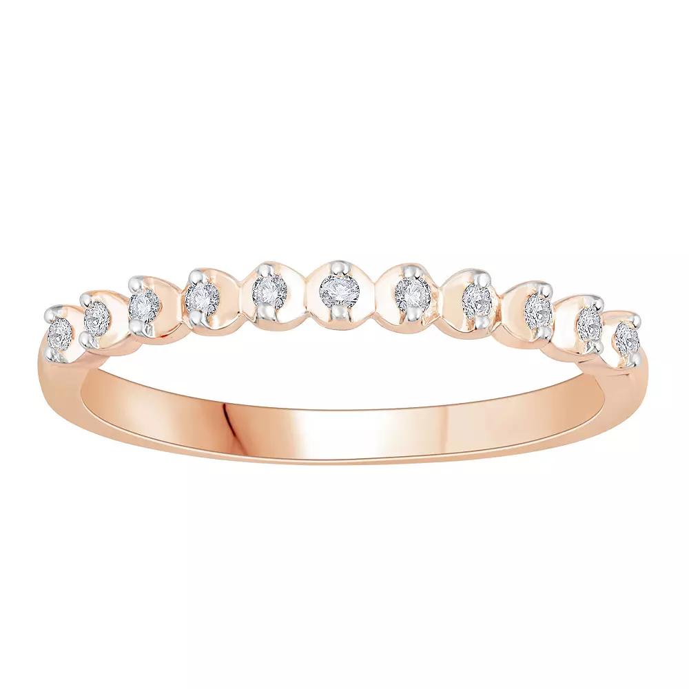 10k Rose Gold Diamond Accent Half Eternity Stack Ring, Women's, Size: 8 Product Image
