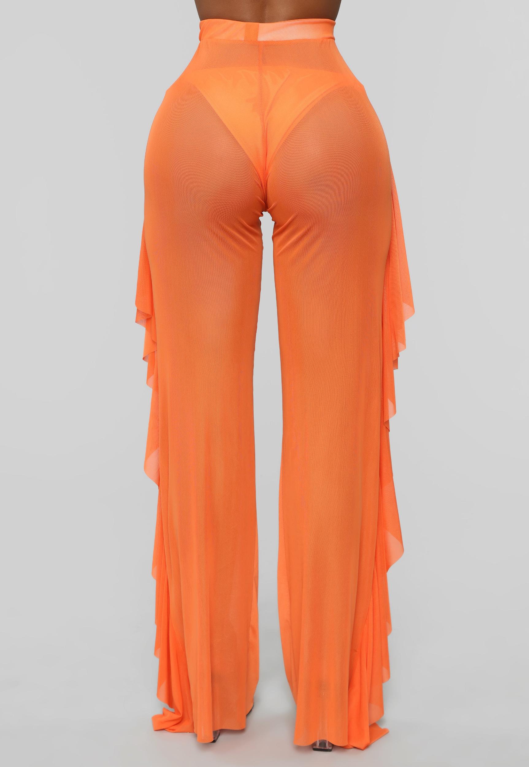 Sunshine See Through Cover Up Pant - Orange Product Image