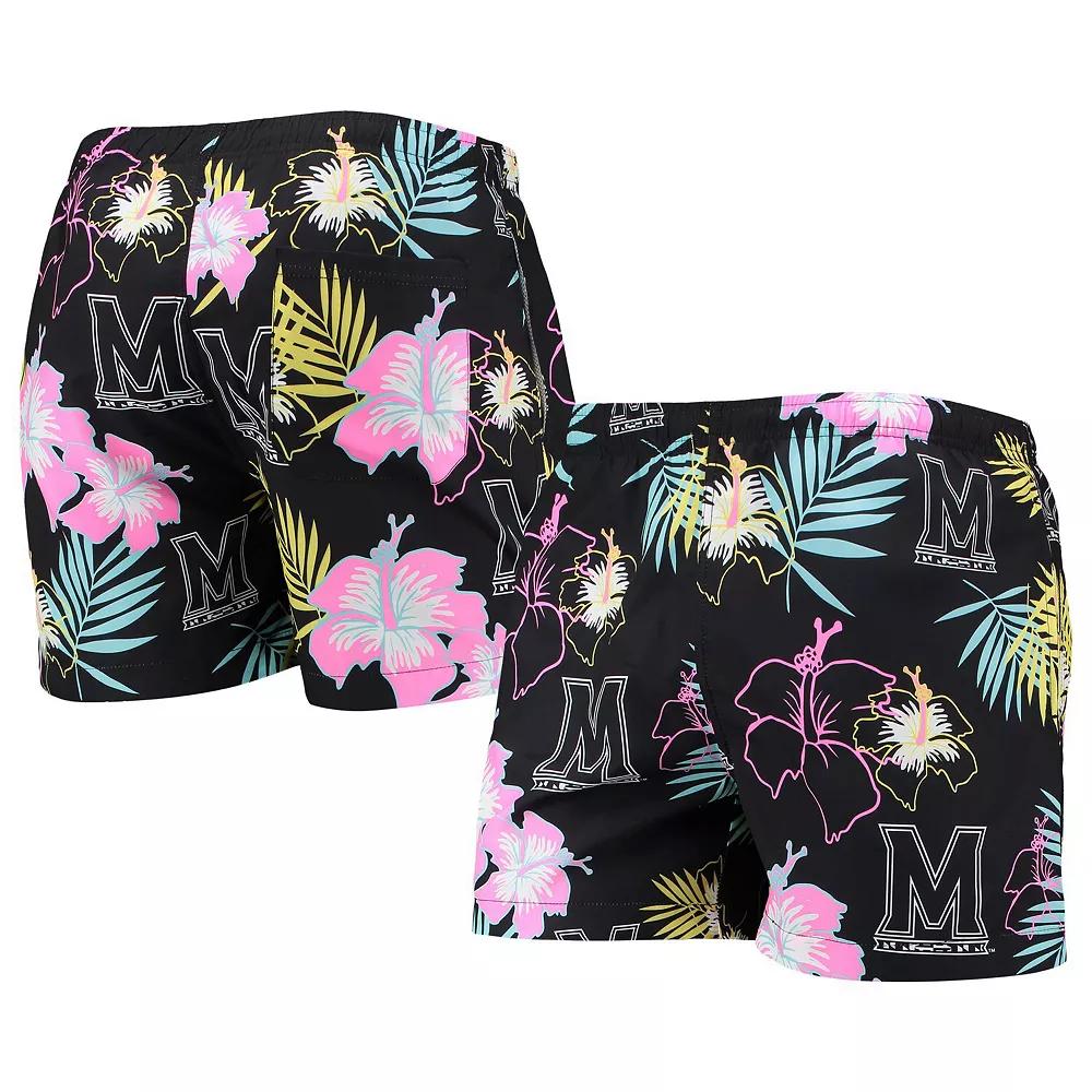 Men's FOCO Black Maryland Terrapins Neon Floral Swim Trunks,  Product Image