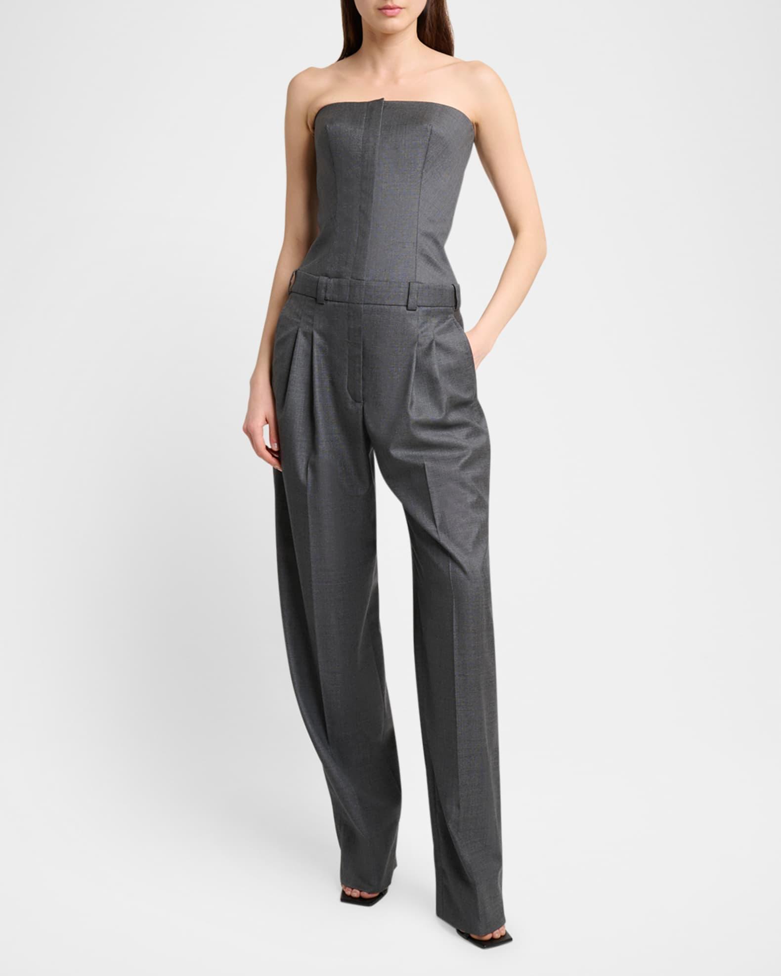 Bustier Pleated Straight-Leg Jumpsuit Product Image