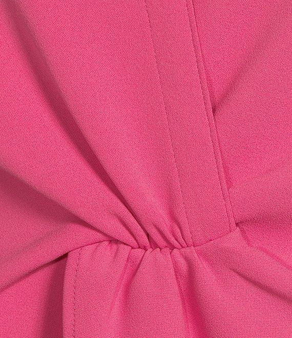 Calvin Klein Stretch Scuba Crepe Collared V-Neck Sleeveless Twist Front Top Product Image