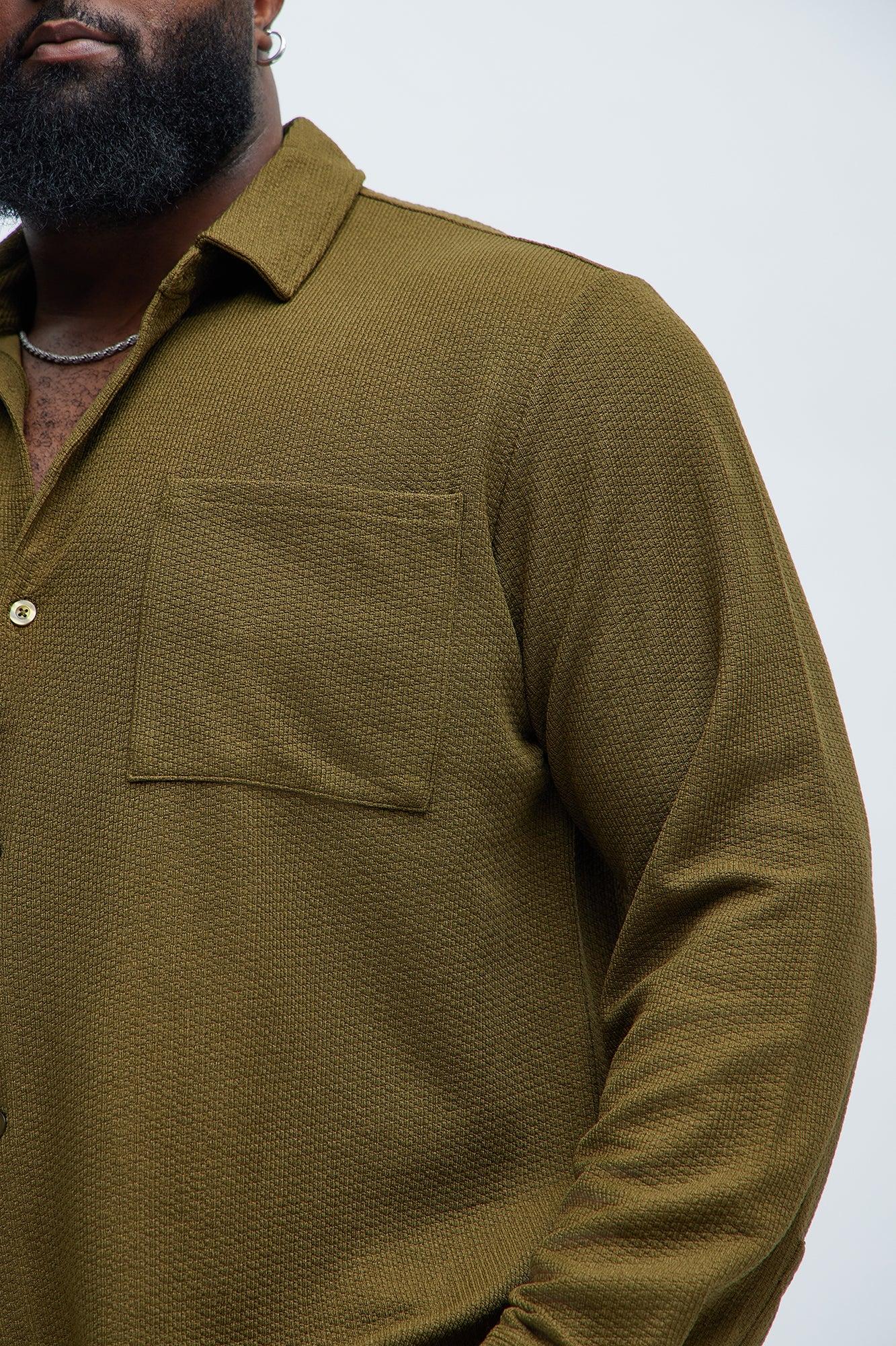 Capstan Textured Button Up Shirt - Olive Product Image