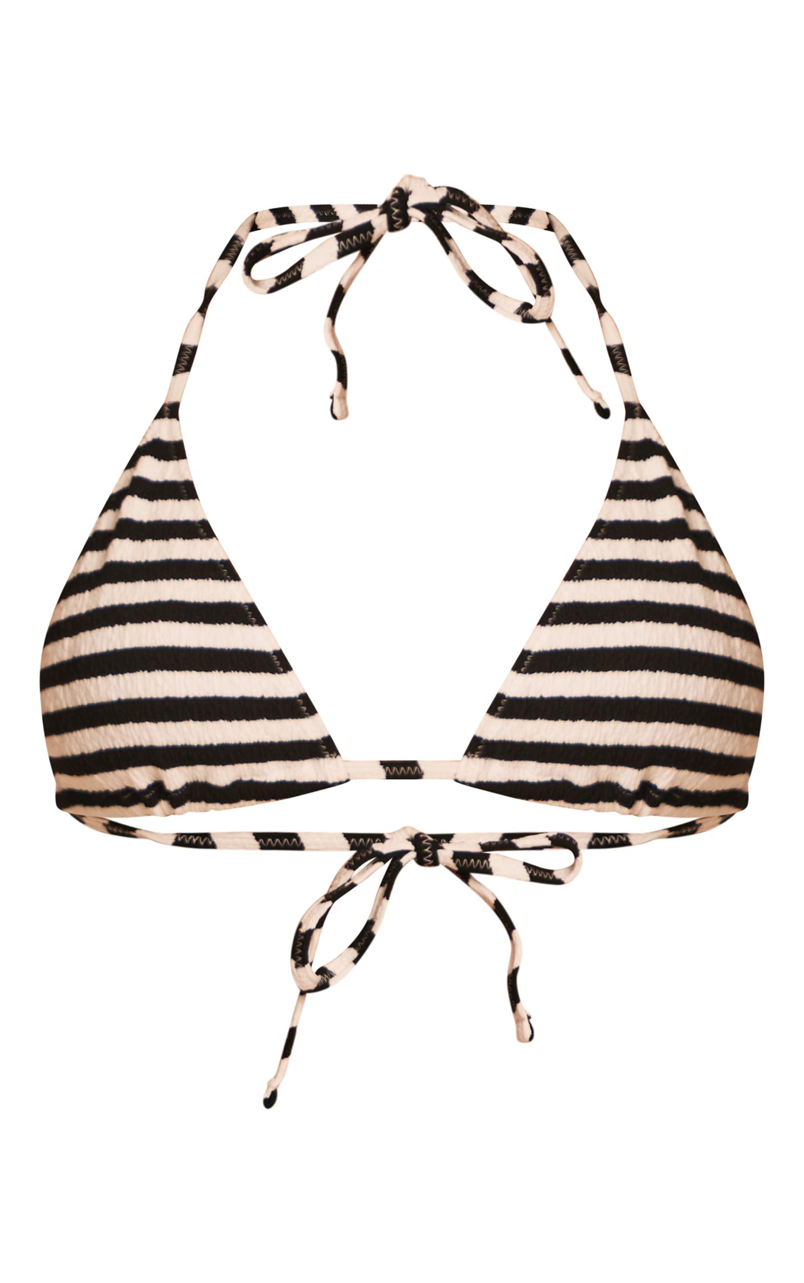  Black Textured Striped Tie Side Bikini Bottom Product Image