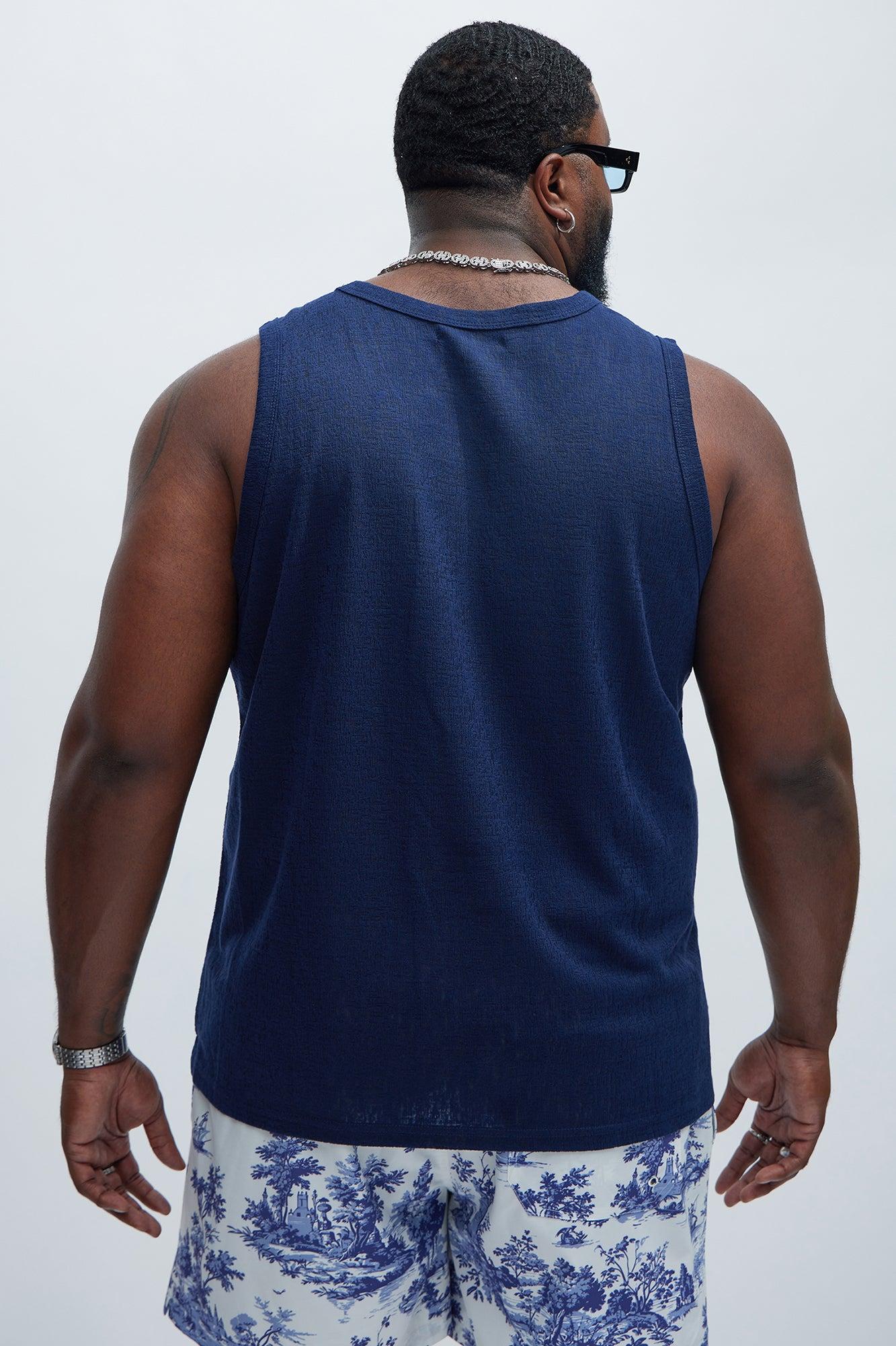 Henrik Textured Tank - Navy Product Image