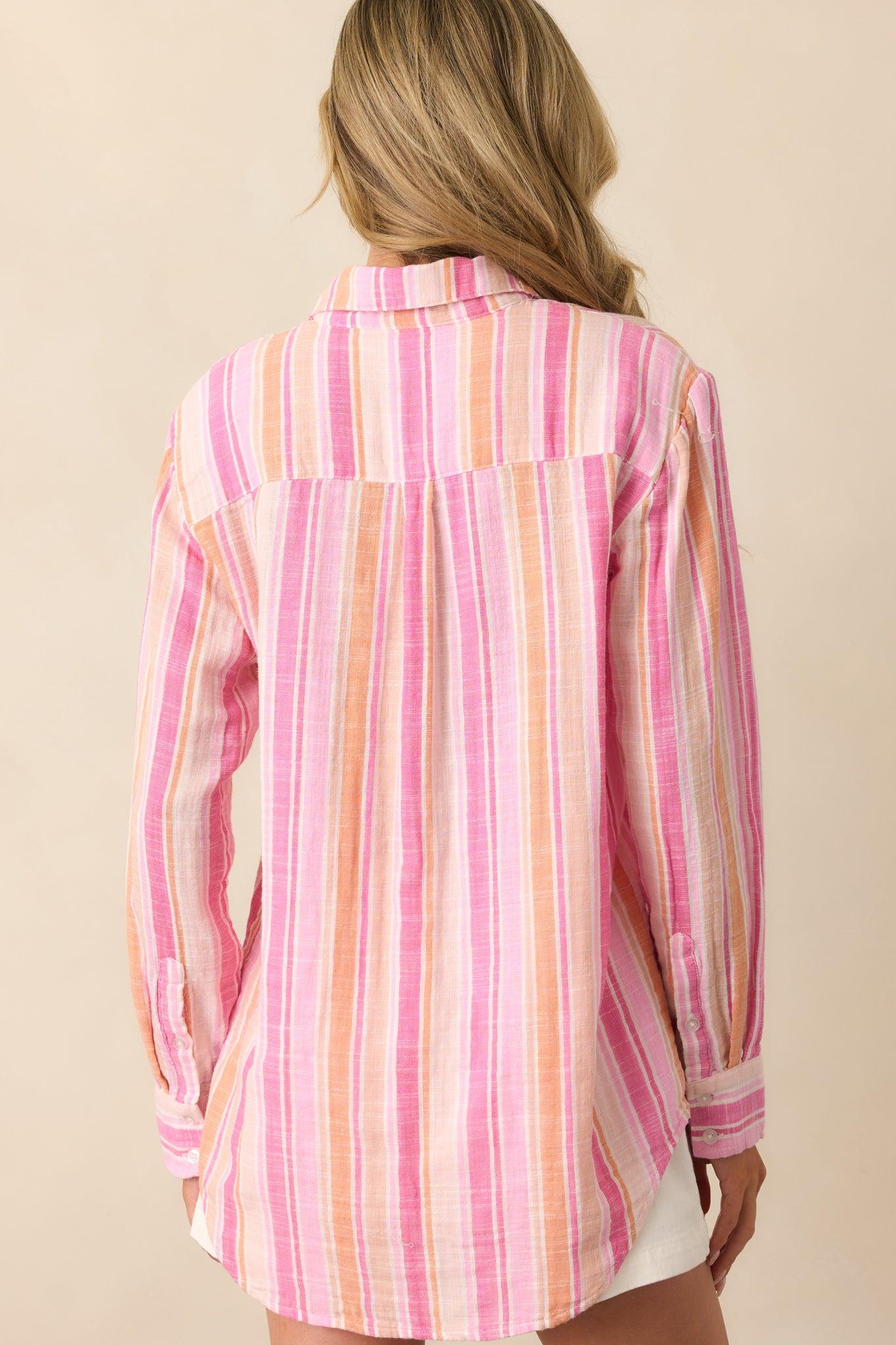 Z Supply Pink Cotton Saturdays Stripe Gauze Shirt Product Image