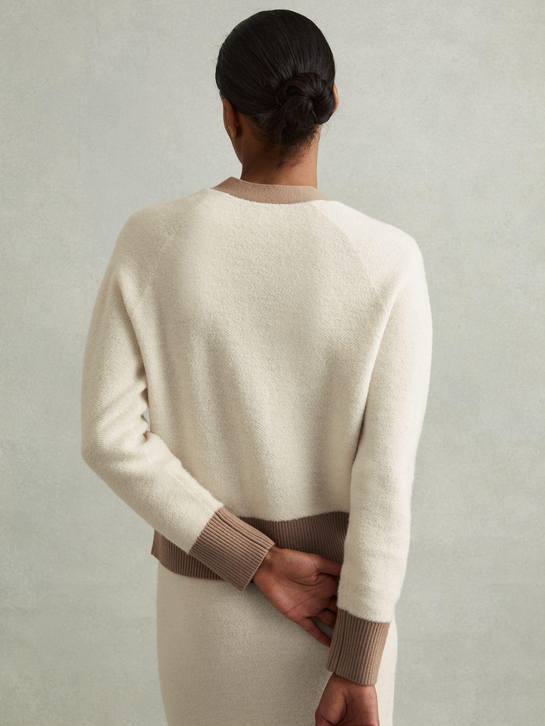 Wool Colourblock Cardigan in Cream/Camel Product Image