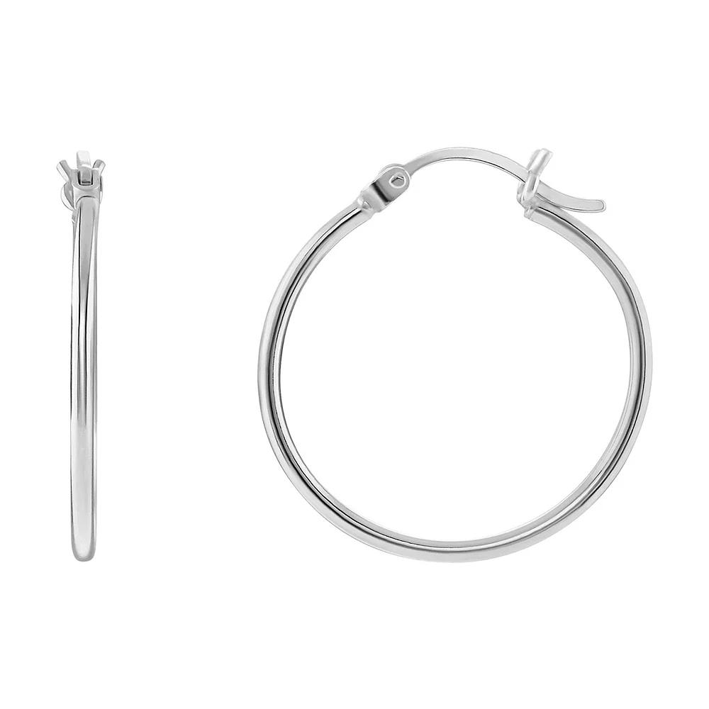 PRIMROSE Sterling Silver Polished Hoop Earrings, Womens Product Image