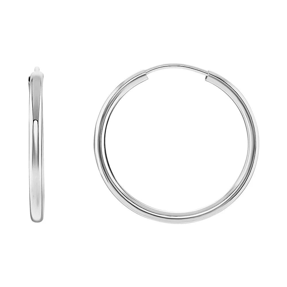 PRIMROSE Sterling Silver Polished Endless Hoop Earrings, Women's, Size: 25MM Product Image