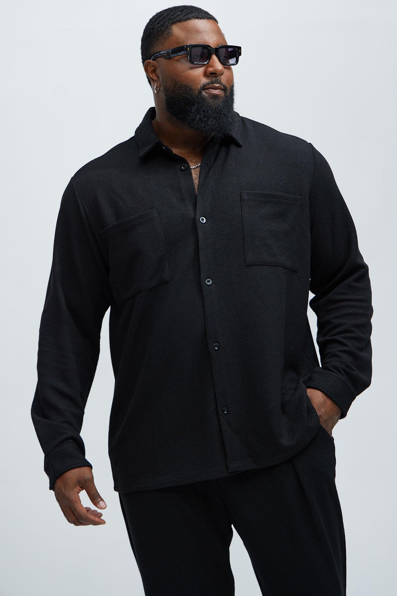 Capstan Textured Button Up Shirt - Black Product Image