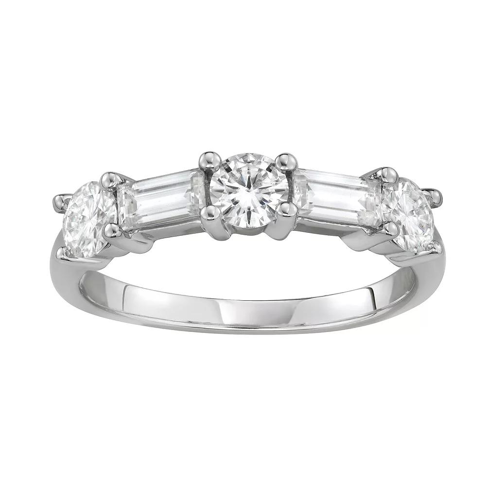 Charles & Colvard 14k White Gold 1 1/6 Carat T.W. Lab-Created Moissanite Baguette Stacker Ring, Women's, Size: 9, 14k Whgold Product Image